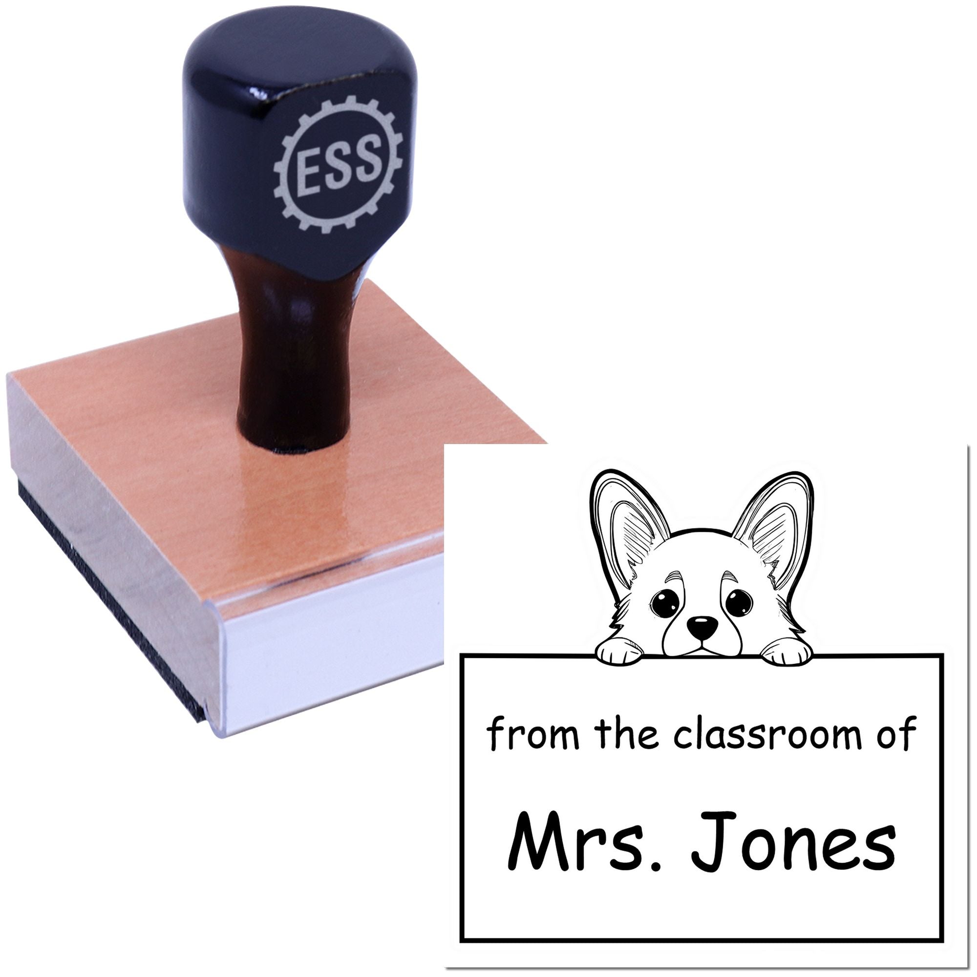 Wood Handle Corgi Puppy Themed Read It Love It Return It For Schools Stamper - Engineer Seal Stamps
