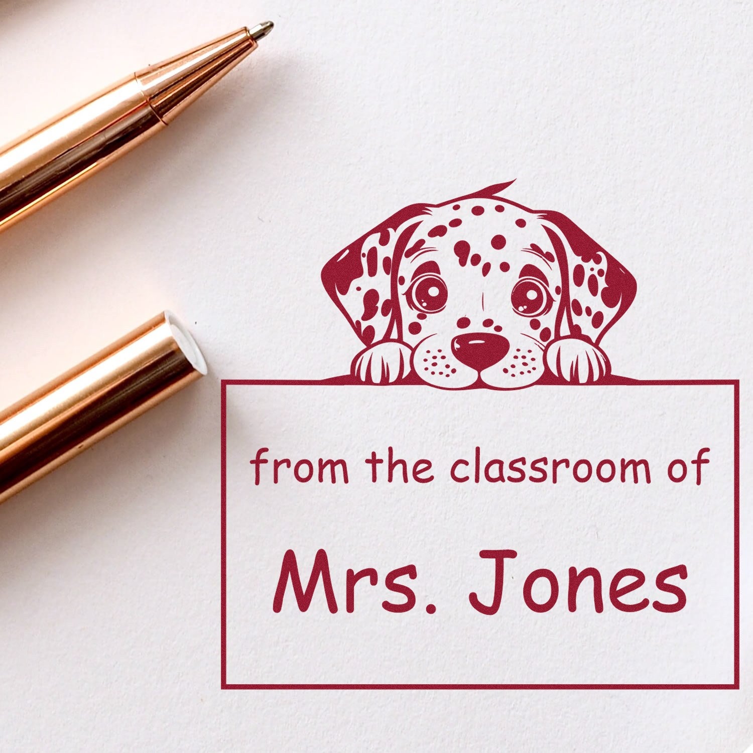 Wood Handle Dalmatian Puppy Themed Read It Love It Return It For Libraries Stamp - Engineer Seal Stamps