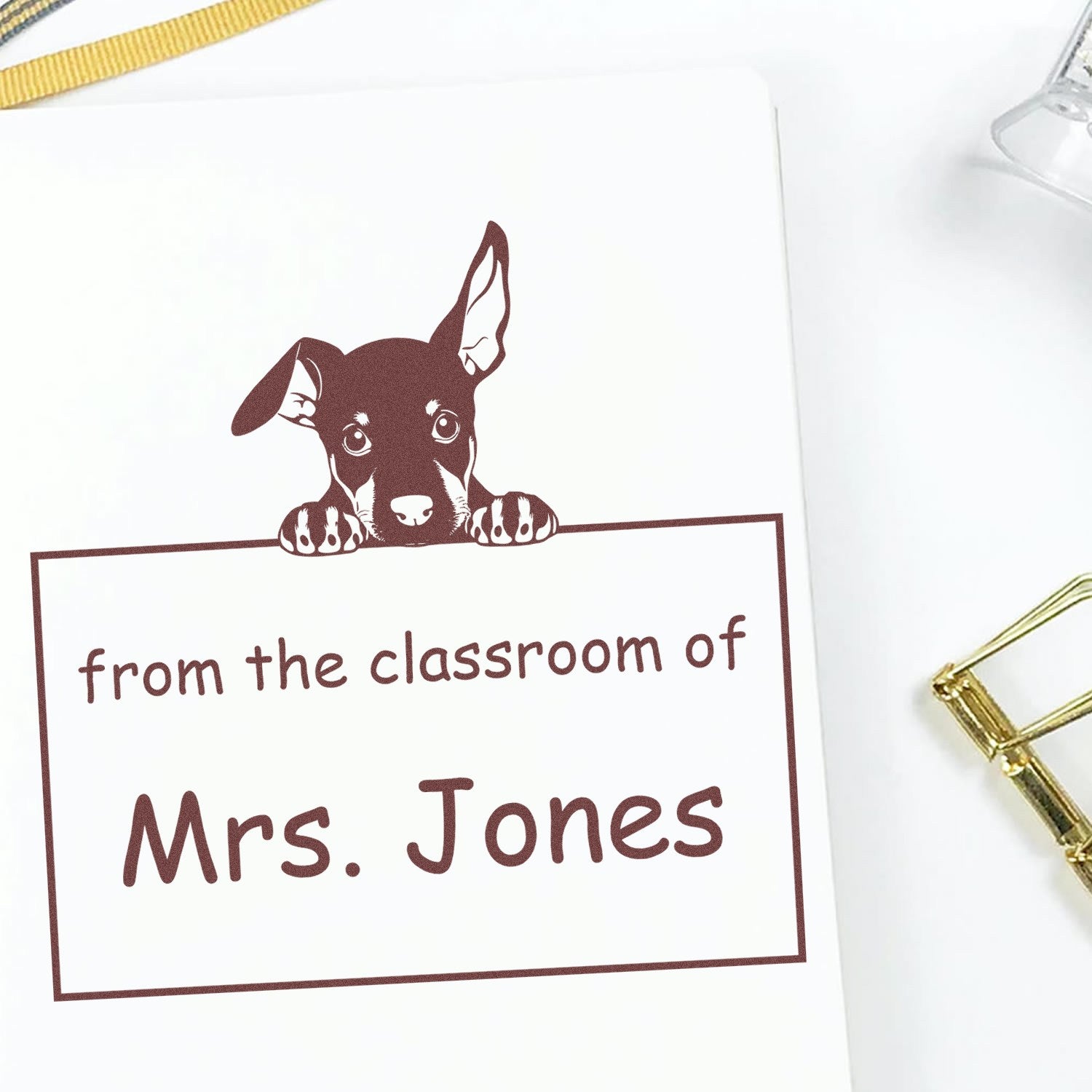 Wood Handle Doberman Pinscher Puppy Themed Read It Love It Return It For Kids Stamper - Engineer Seal Stamps
