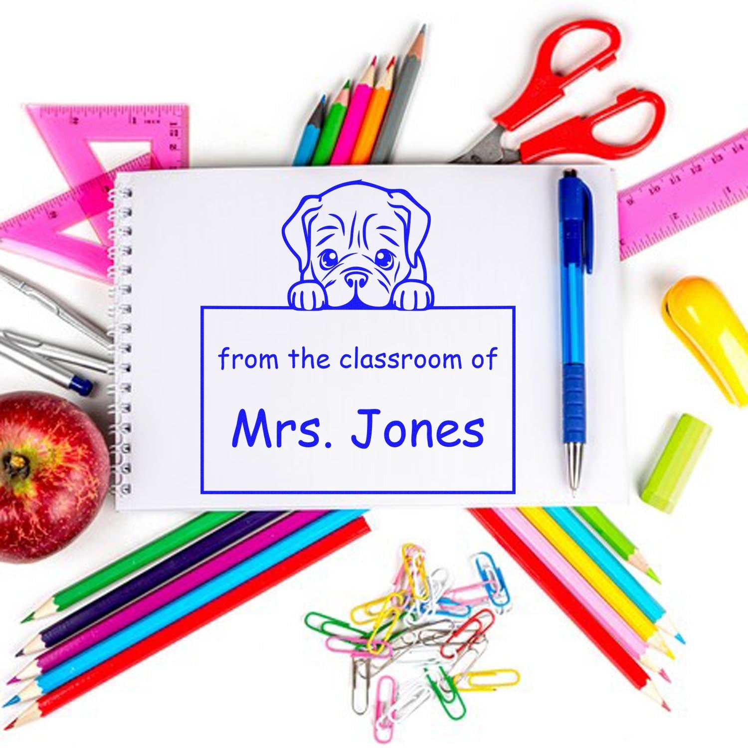 PSI Pre-Inked Dogue De Bordeaux Personalized Read It Love It Return It For Classroom Stamper - Engineer Seal Stamps