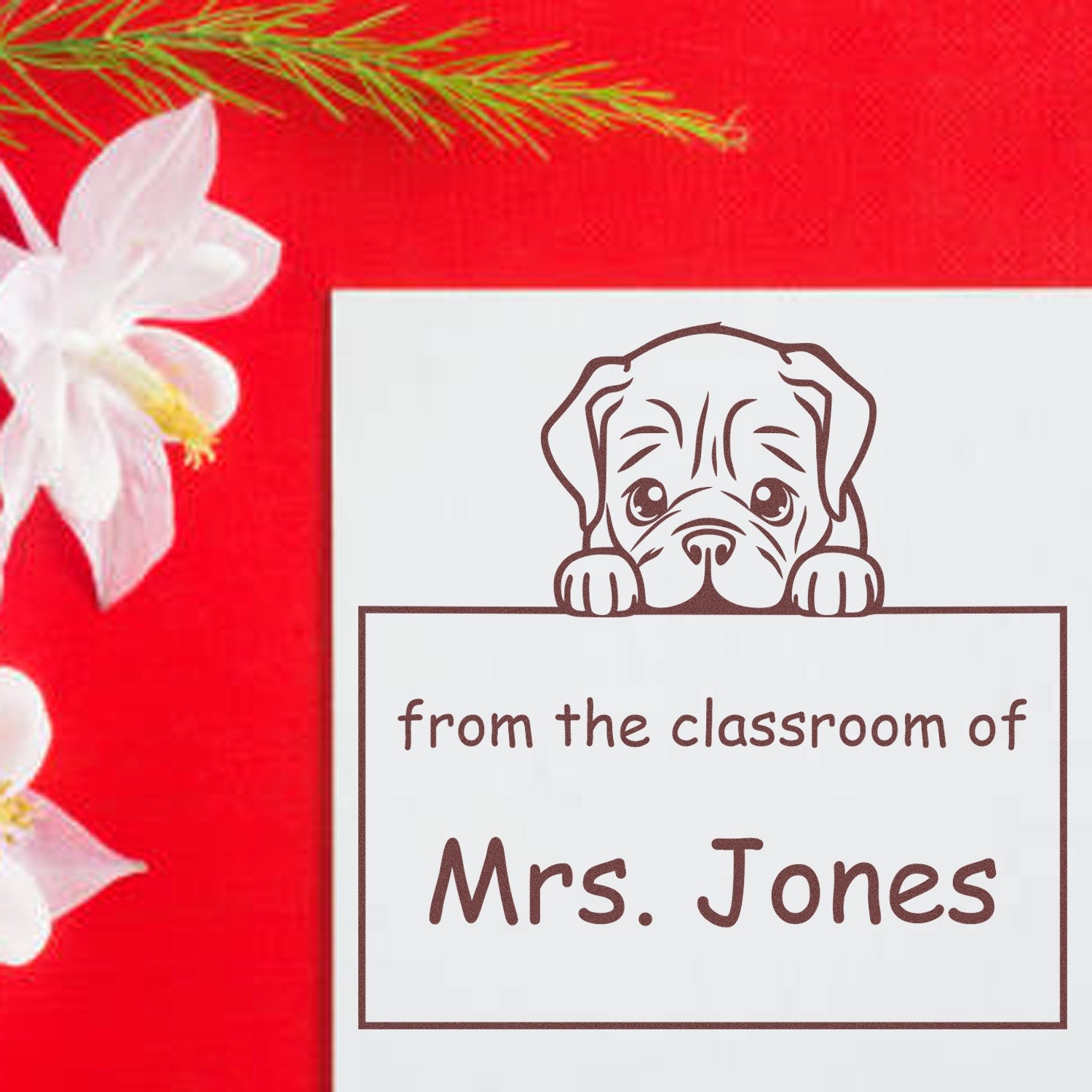 Wood Handle Dogue De Bordeaux Puppy Themed Read It Love It Return It For Classroom Stamper - Engineer Seal Stamps