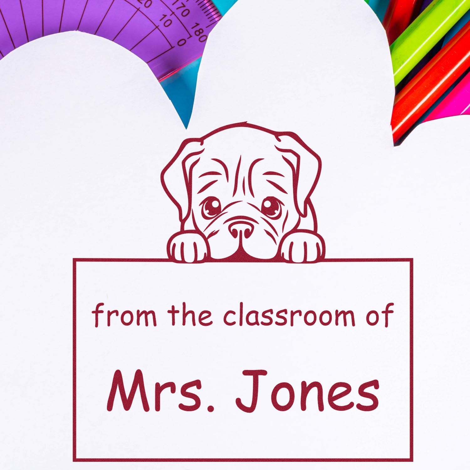 PSI Pre-Inked Dogue De Bordeaux Personalized Read It Love It Return It For Classroom Stamper - Engineer Seal Stamps