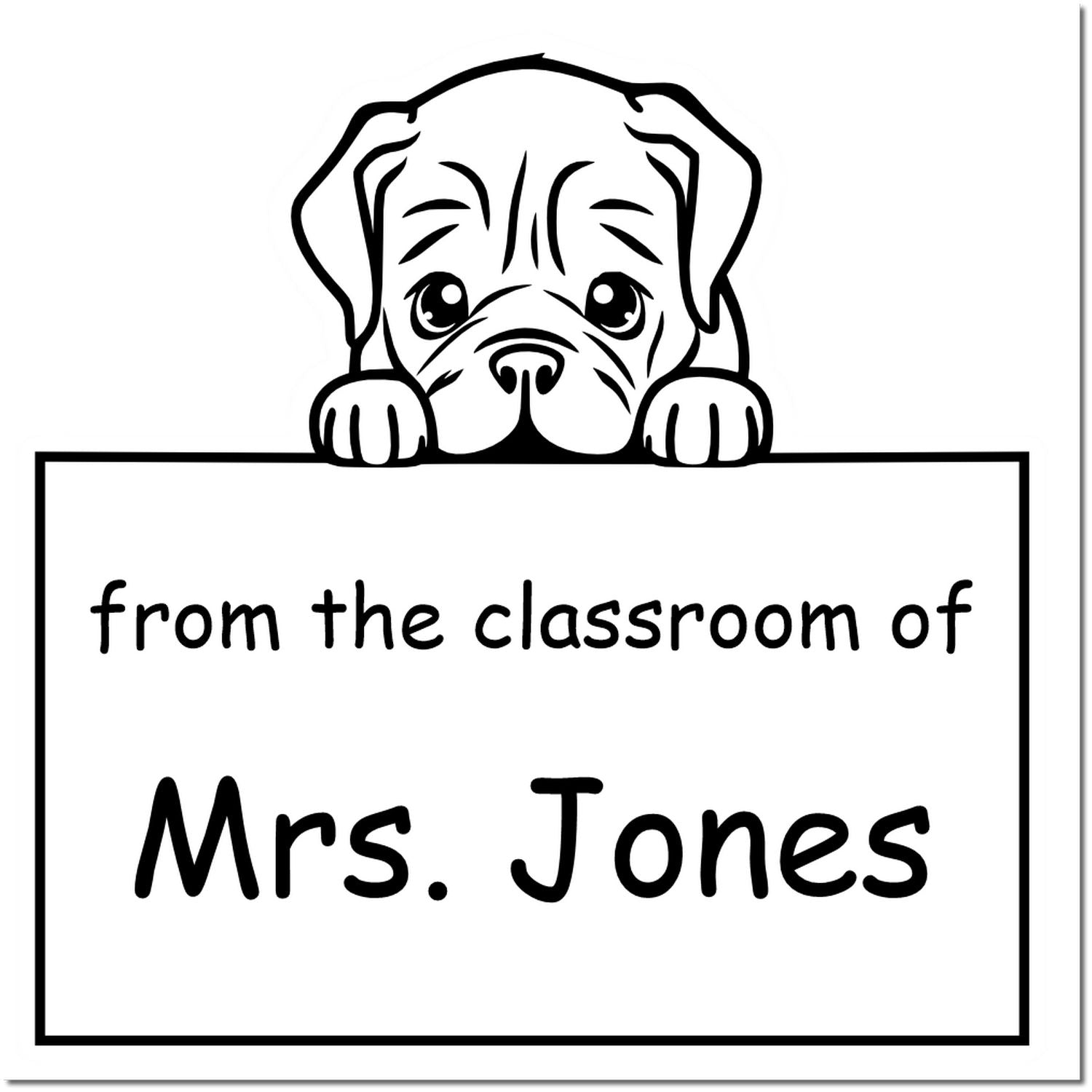 Wood Handle Dogue De Bordeaux Puppy Themed Read It Love It Return It For Classroom Stamper - Engineer Seal Stamps