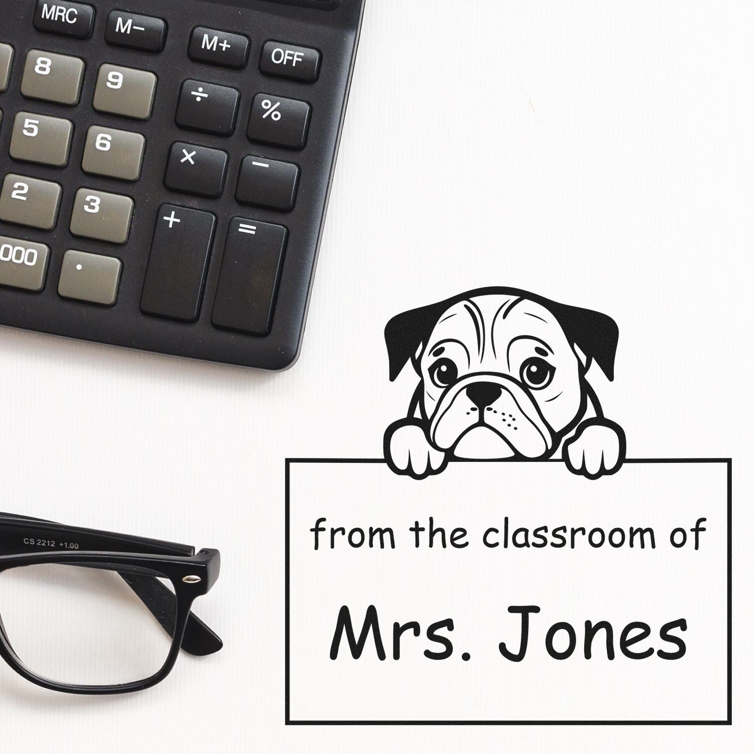 Self-Inking English Bulldog Pet Themed Read It Love It Return It For Classroom Stamp - Engineer Seal Stamps