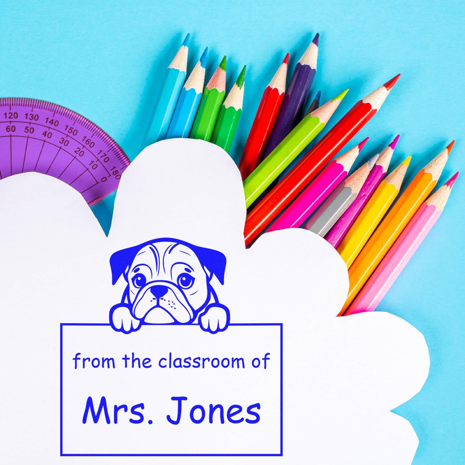 English Bulldog Personalizable Read It Love It Return It For Classroom Stamp Pre-Inked - Engineer Seal Stamps