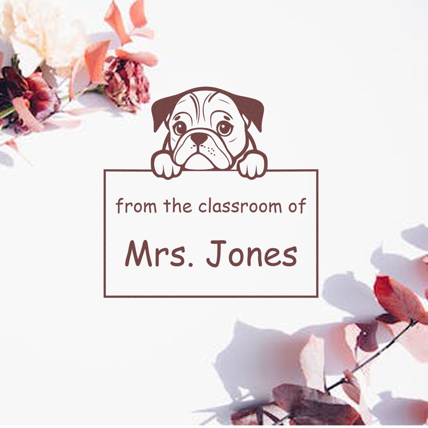 Wood Handle English Bulldog Puppy Themed Read It Love It Return It For Classroom Stamp - Engineer Seal Stamps