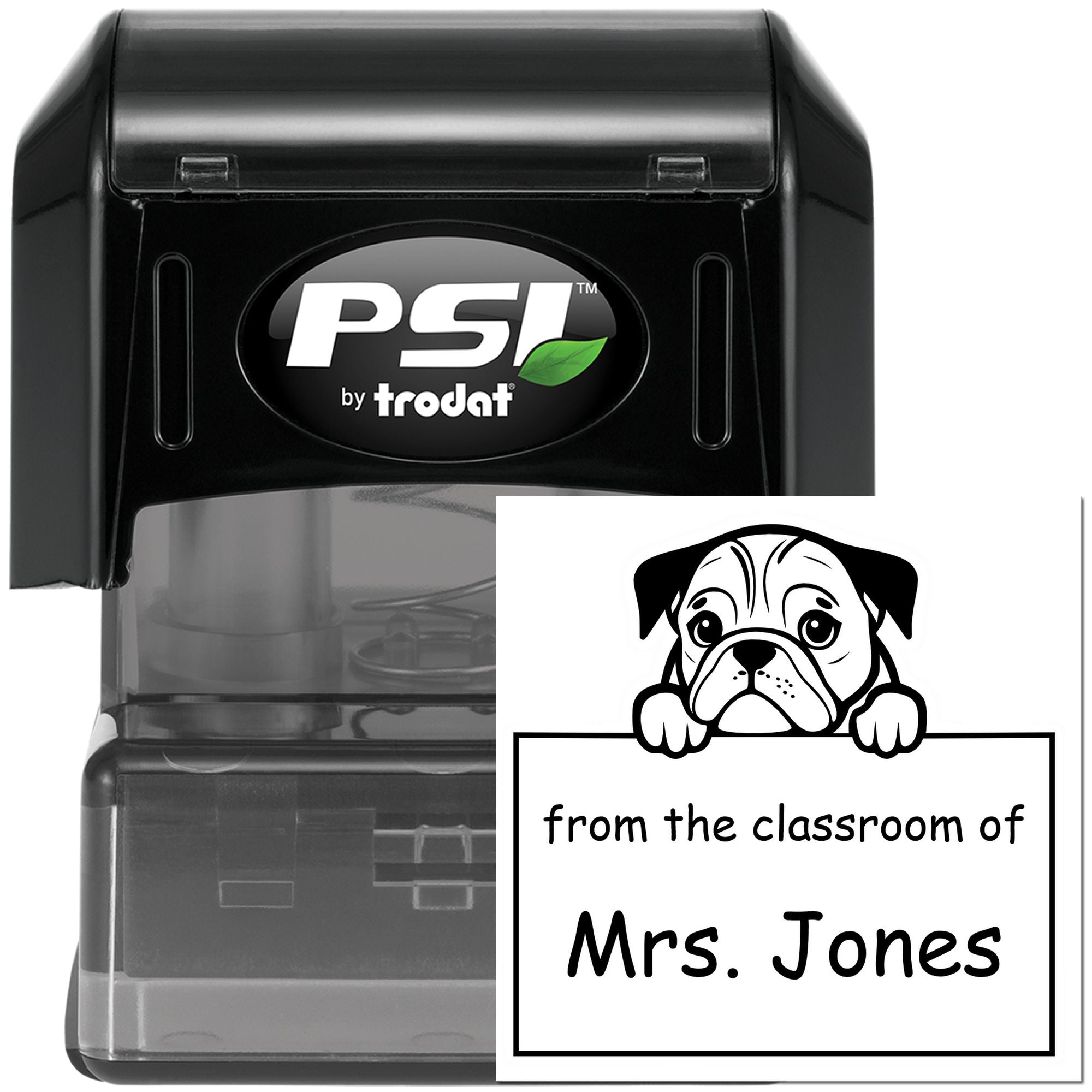 PSI Pre-Inked English Bulldog Personalized Read It Love It Return It For Classroom Stamp - Engineer Seal Stamps