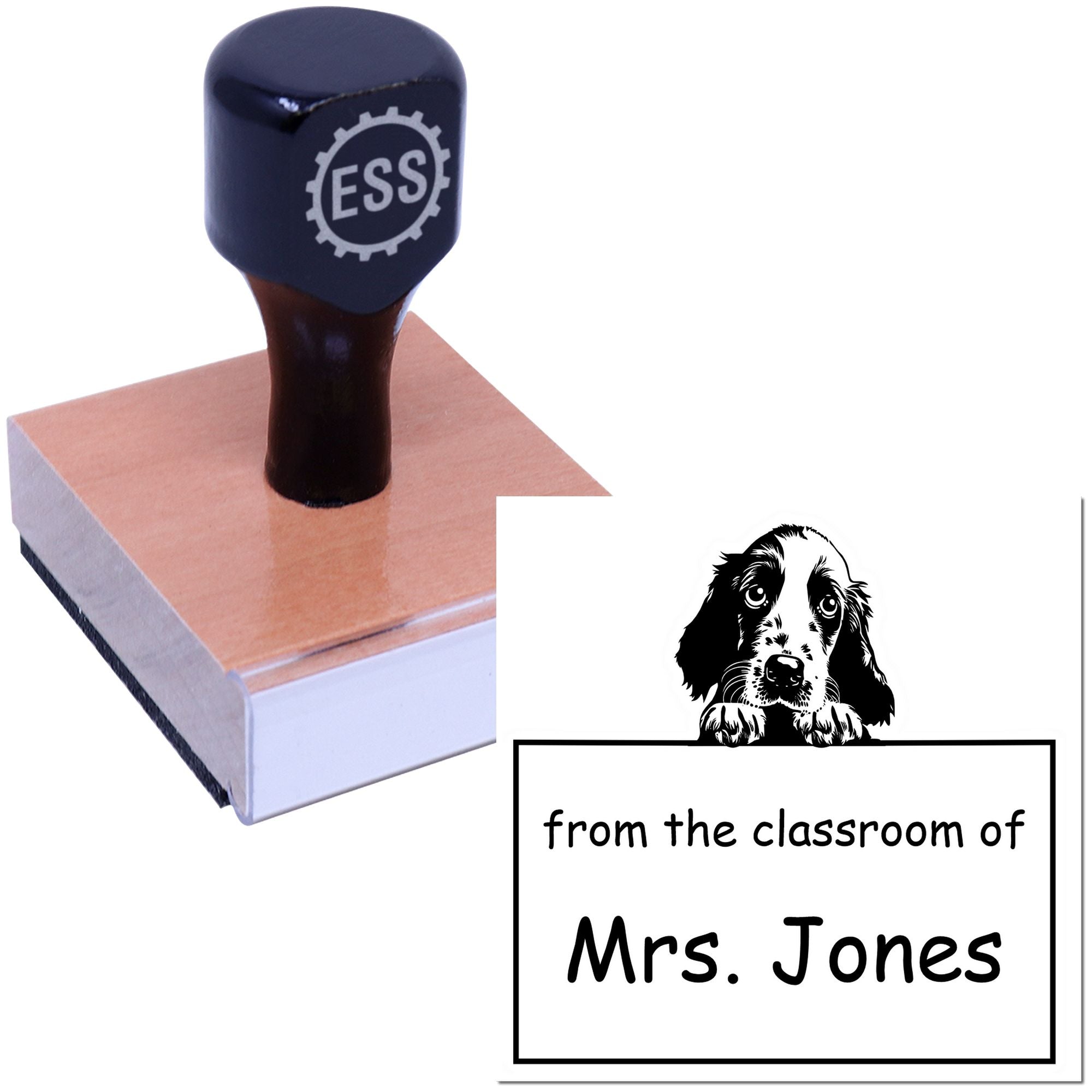Wood Handle English Setter Puppy Themed Read It Love It Return It For Books Stamp - Engineer Seal Stamps