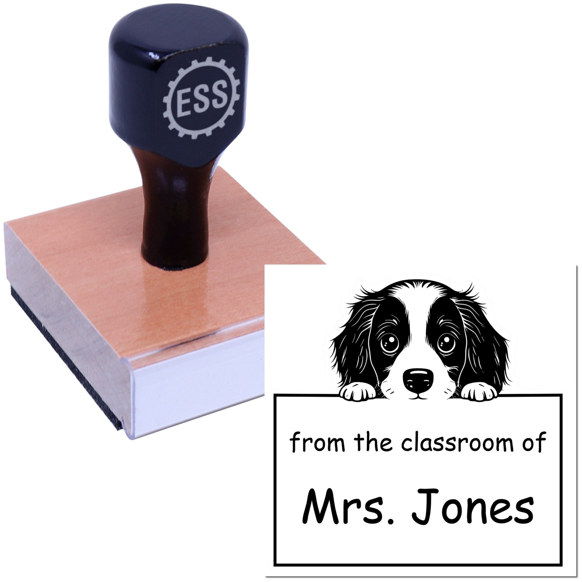Wood Handle English Springer Spaniel Puppy Themed Read It Love It Return It For Book Sharing Stamper - Engineer Seal Stamps
