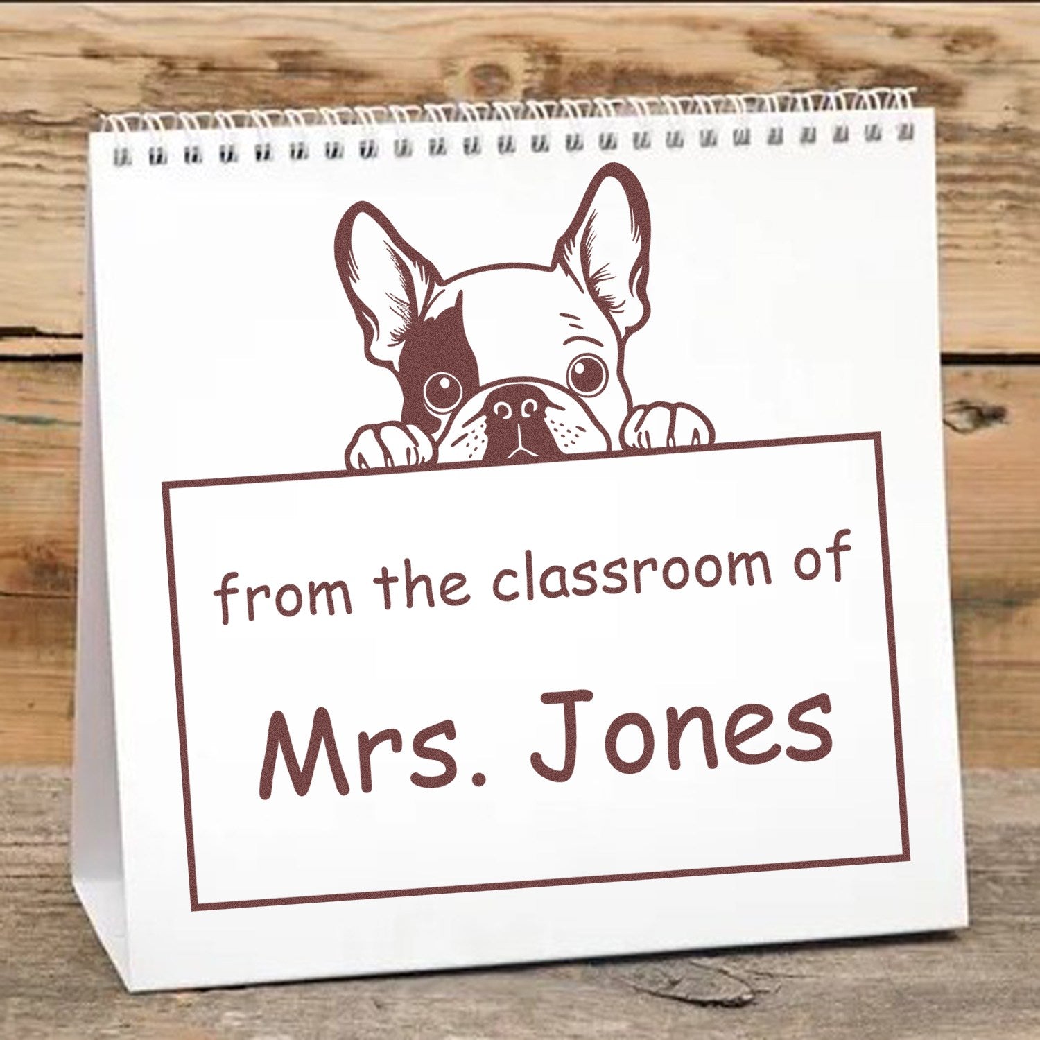 Wood Handle French Bulldog Puppy Themed Read It Love It Return It For Book Sharing Stamp - Engineer Seal Stamps