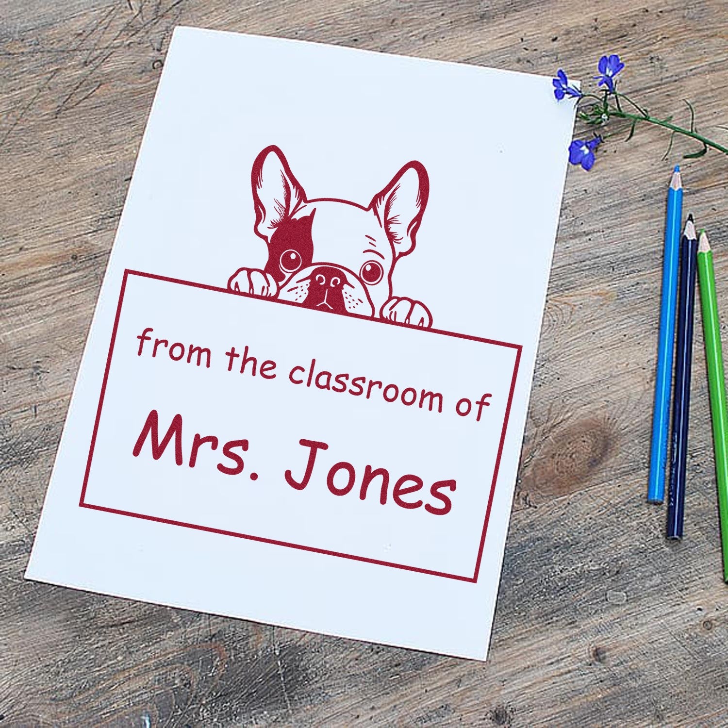 Self-Inking French Bulldog Pet Themed Read It Love It Return It For Book Sharing Stamp - Engineer Seal Stamps