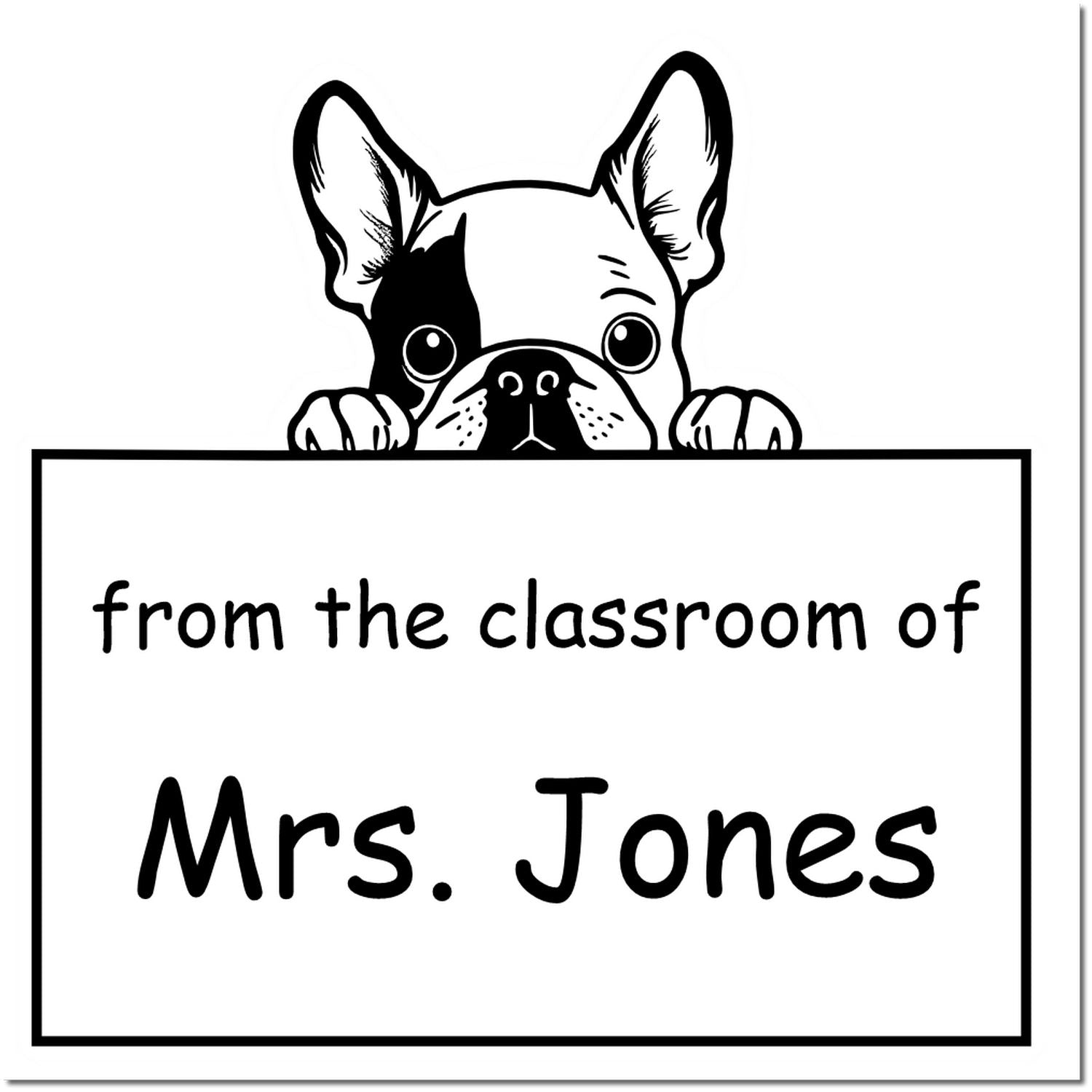 Wood Handle French Bulldog Puppy Themed Read It Love It Return It For Book Sharing Stamp - Engineer Seal Stamps