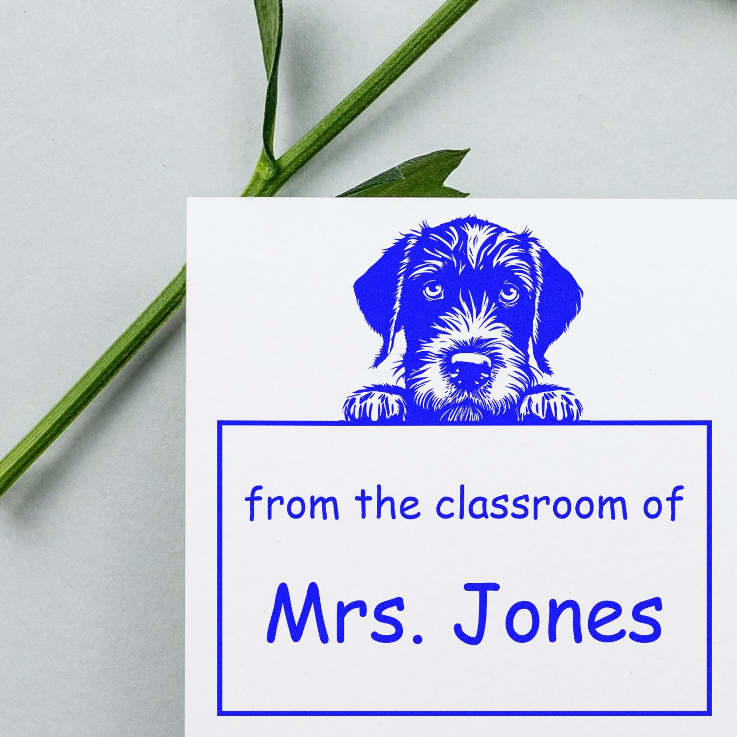 Wood Handle German Wirehaired Pointer Puppy Themed Read It Love It Return It For Book Exchange Stamper - Engineer Seal Stamps