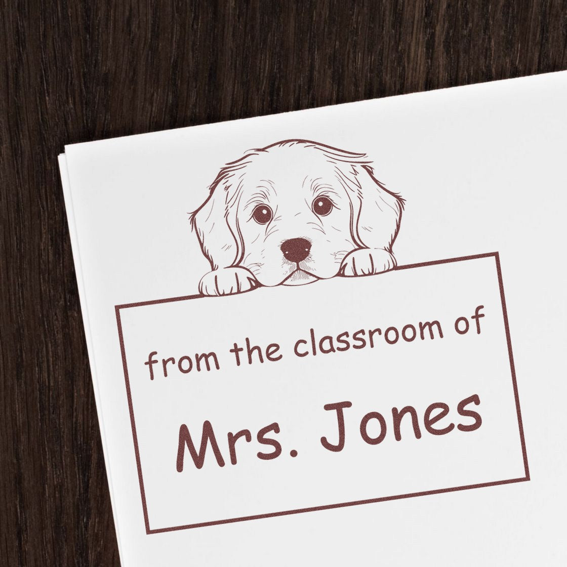 PSI Pre-Inked Golden Retriever Personalized Read It Love It Return It For Book Collectors Stamper - Engineer Seal Stamps