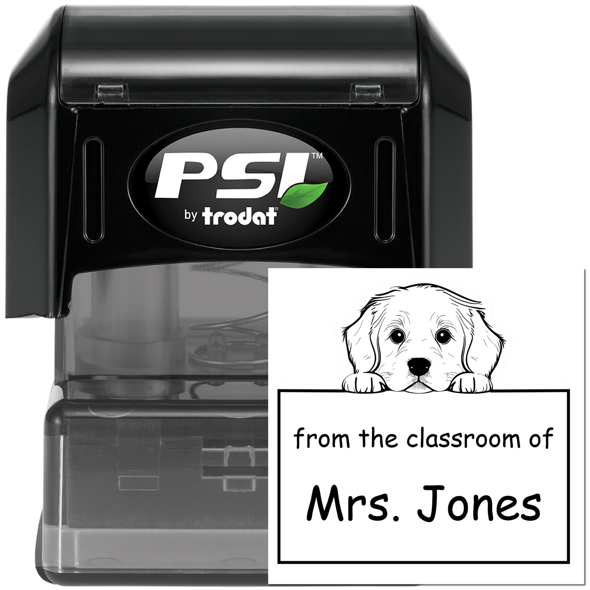 PSI Pre-Inked Golden Retriever Personalized Read It Love It Return It For Book Collectors Stamper - Engineer Seal Stamps