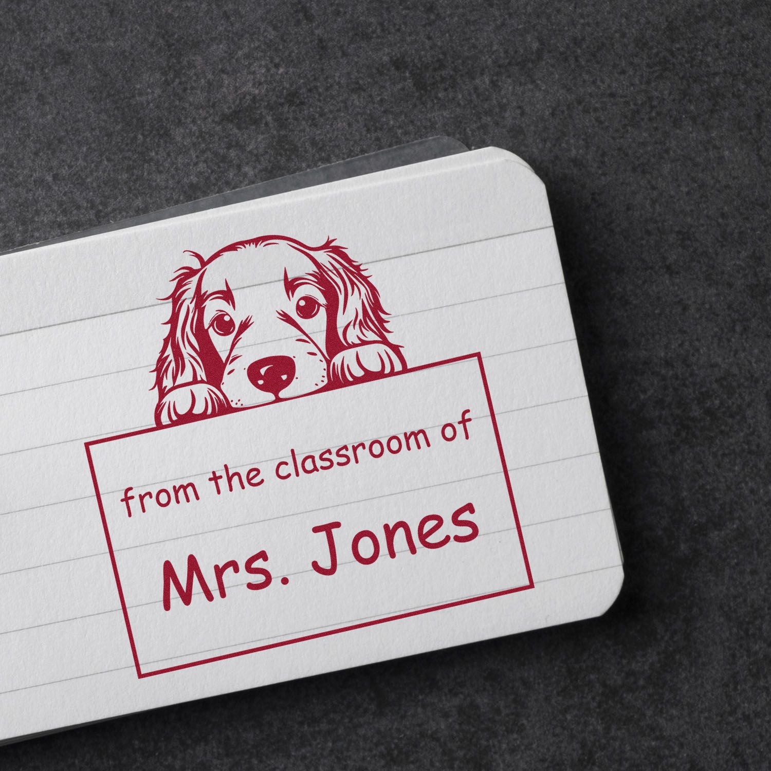 Wood Handle Irish Setter Puppy Themed Read It Love It Return It Customizable Stamper - Engineer Seal Stamps