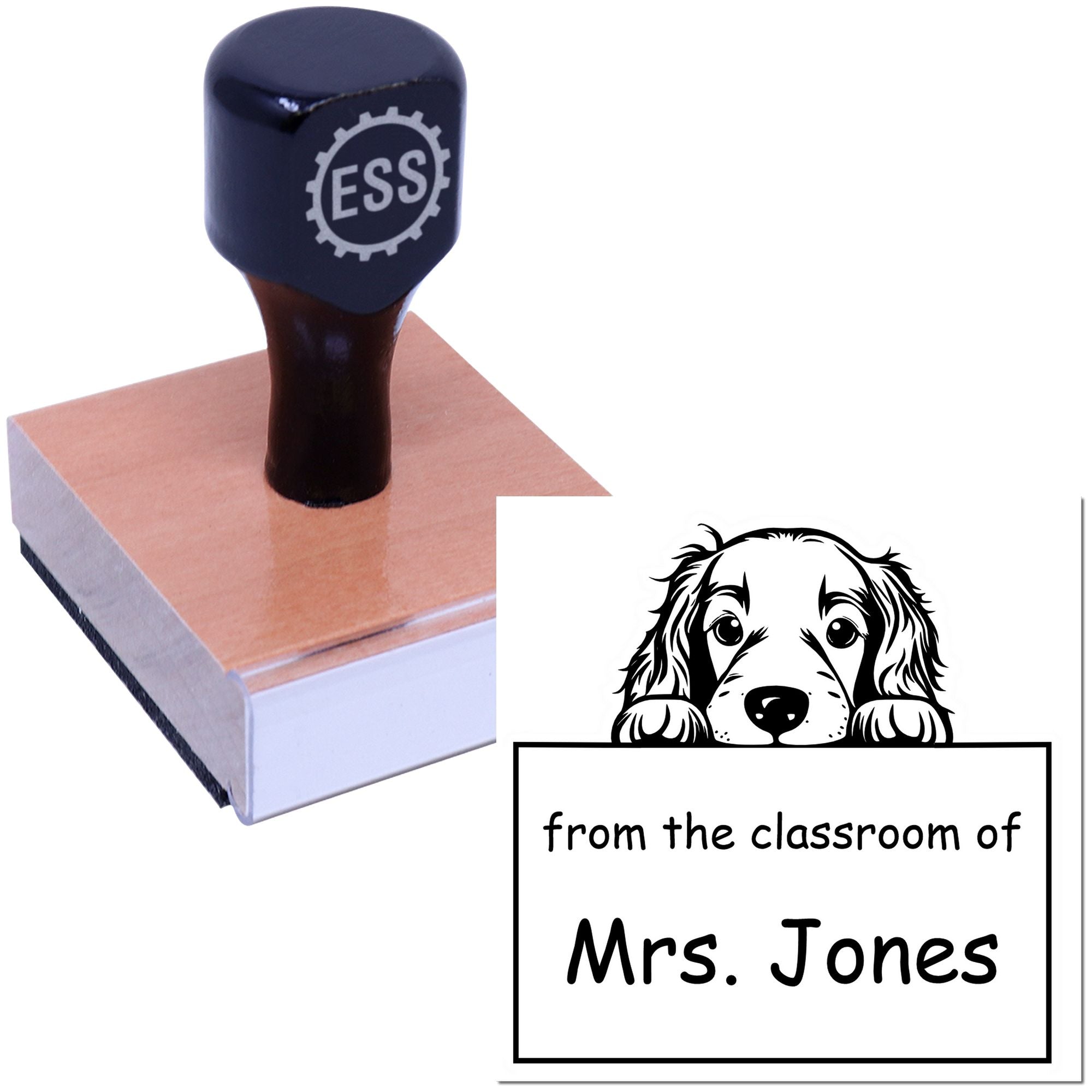 Wood Handle Irish Setter Puppy Themed Read It Love It Return It Customizable Stamper - Engineer Seal Stamps