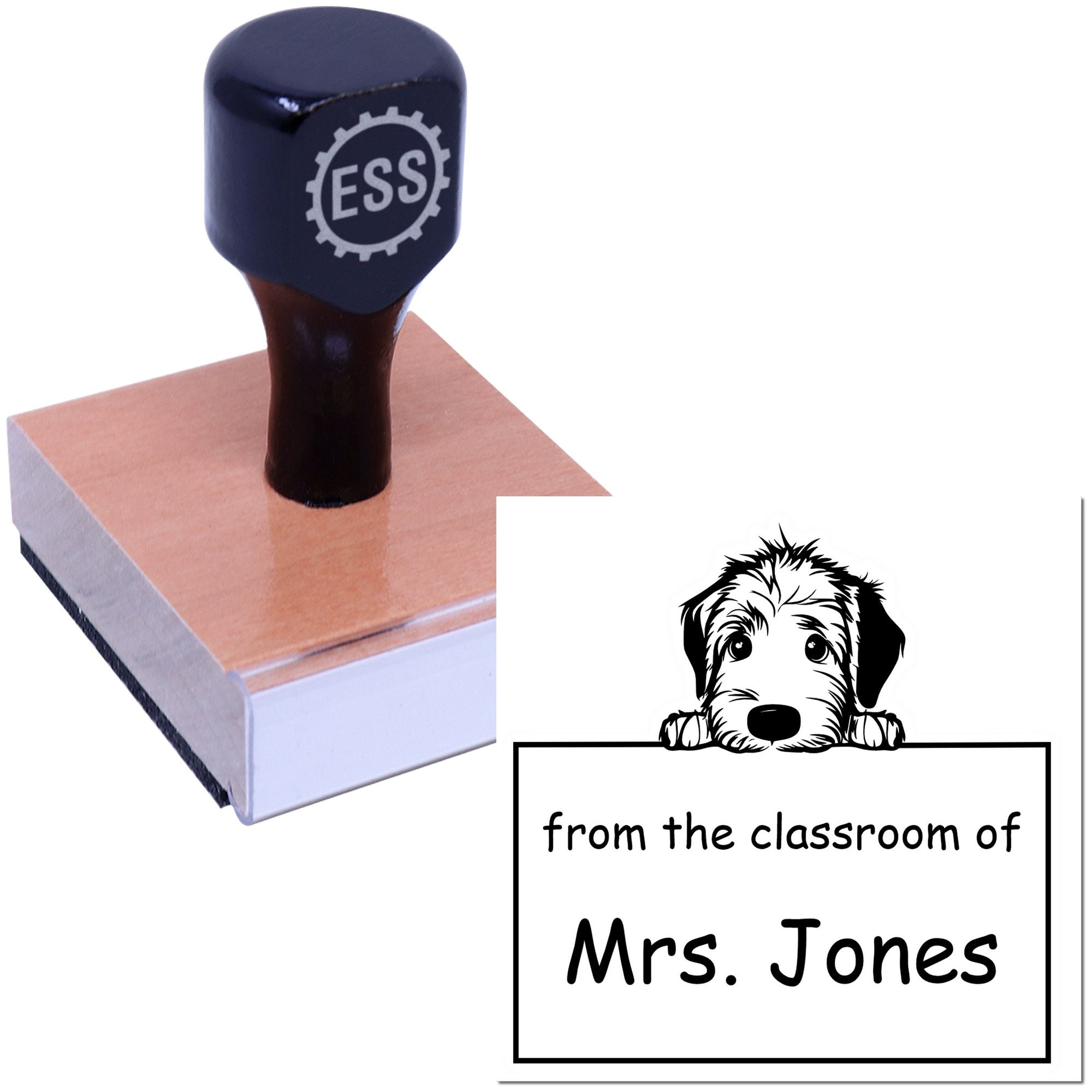 Wood Handle Irish Wolfhound Puppy Themed Read It Love It Return It Customizable Stamp - Engineer Seal Stamps