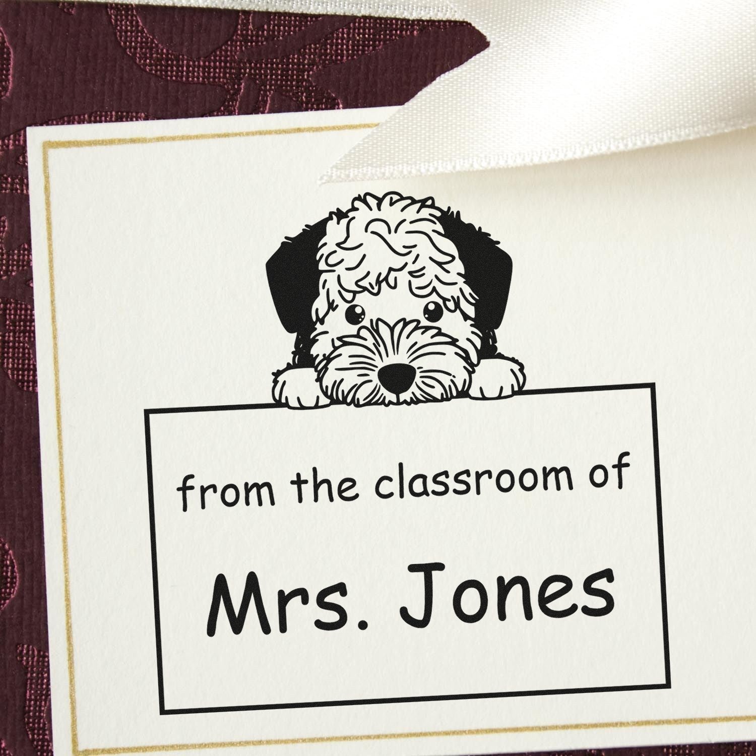 Wood Handle Lagotto Romagnolo Puppy Themed Read It Love It Return It Book Stamp - Engineer Seal Stamps