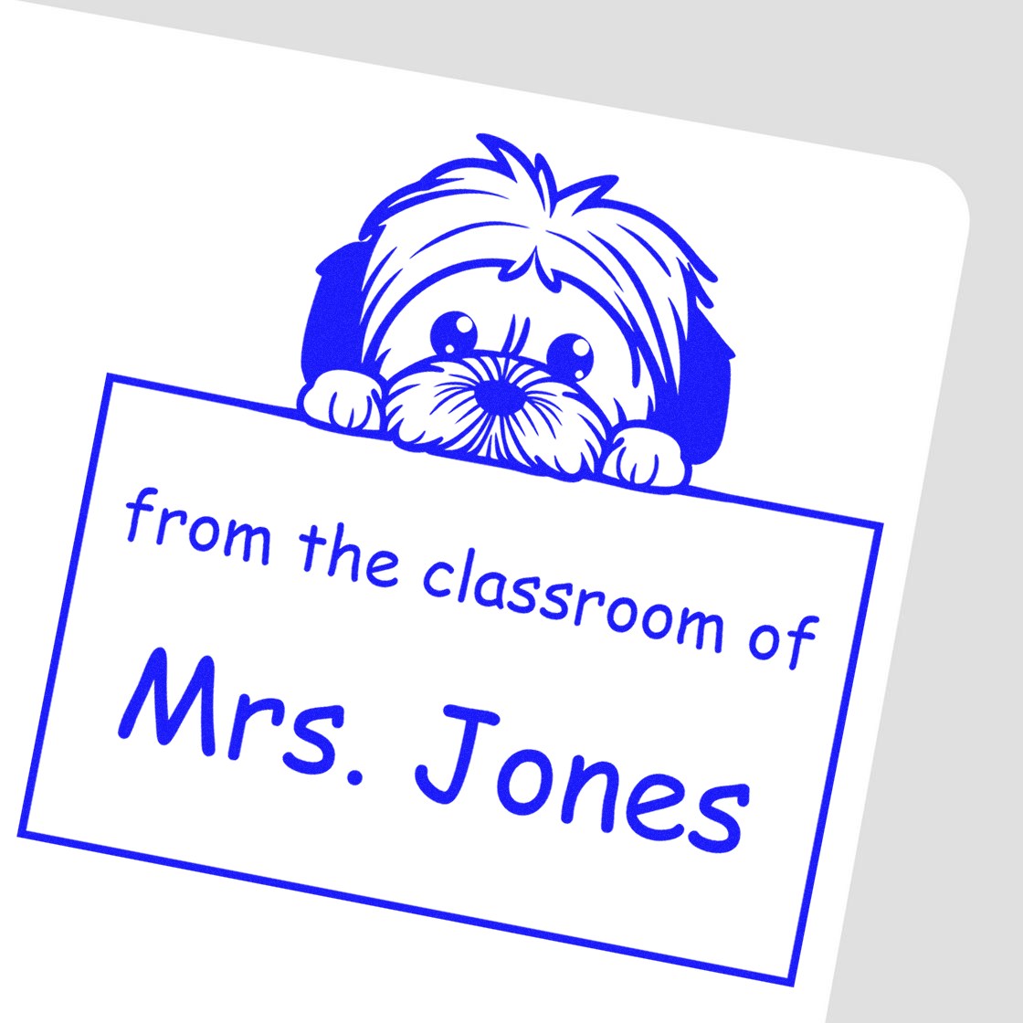 Wood Handle Lhasa Apso Puppy Themed Private Library Stamper - Engineer Seal Stamps