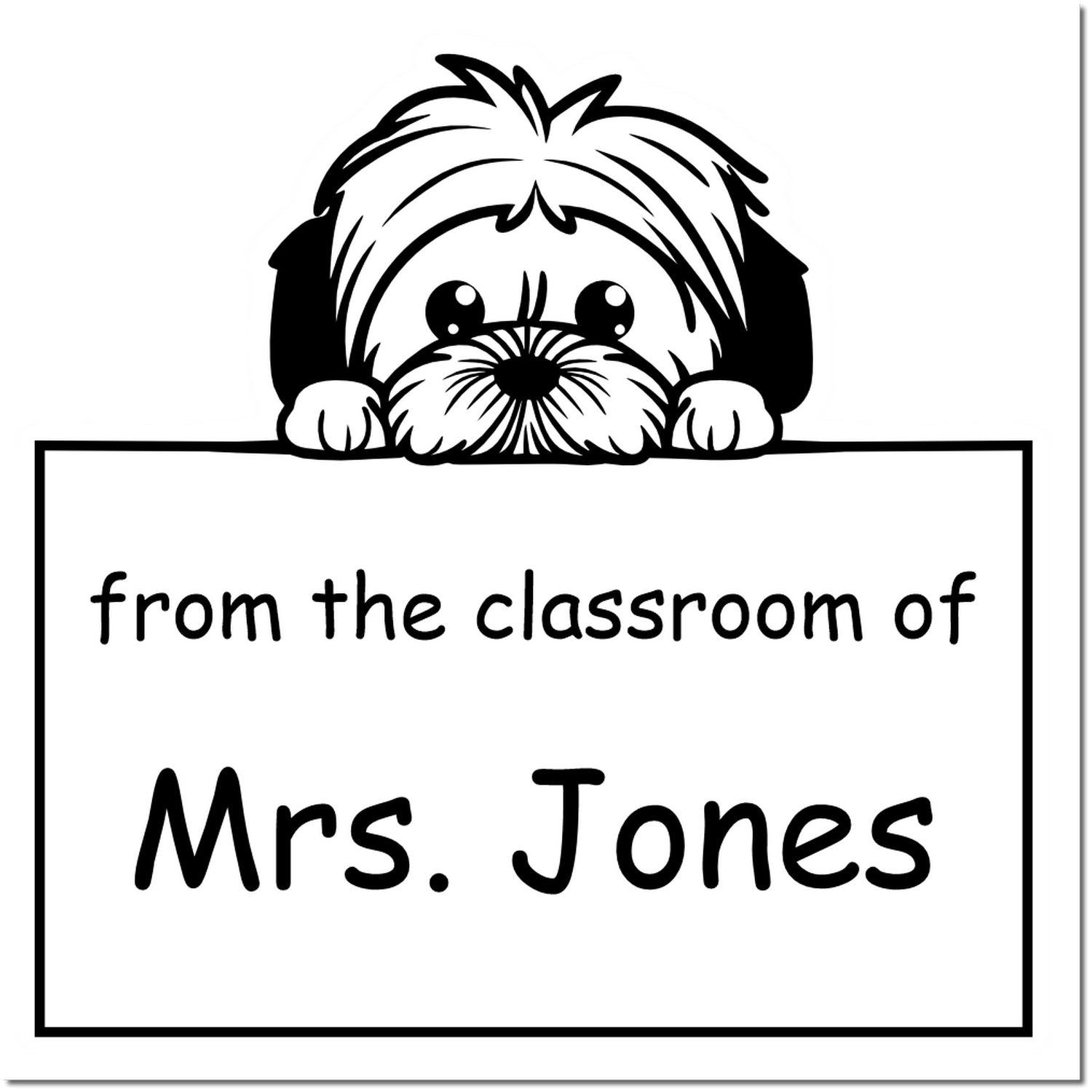 Wood Handle Lhasa Apso Puppy Themed Private Library Stamper - Engineer Seal Stamps