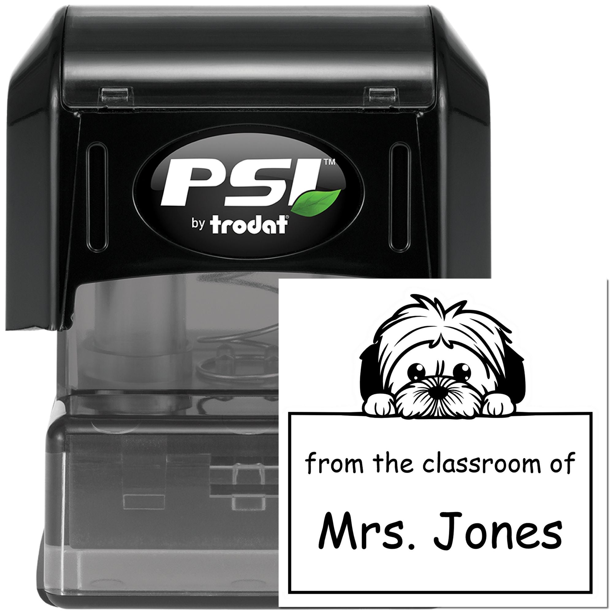 PSI Pre-Inked Lhasa Apso Personalized Private Library Stamper - Engineer Seal Stamps