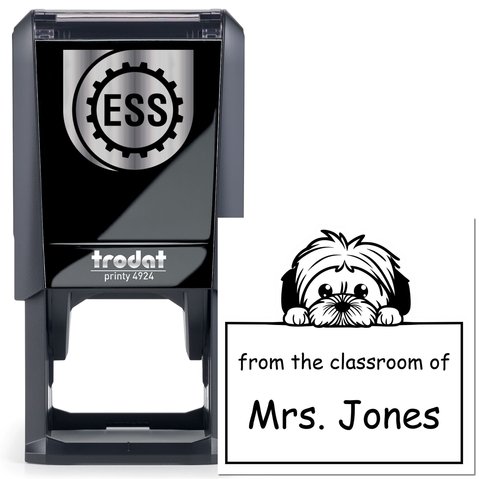 Self-Inking Lhasa Apso Pet Themed Private Library Stamper - Engineer Seal Stamps