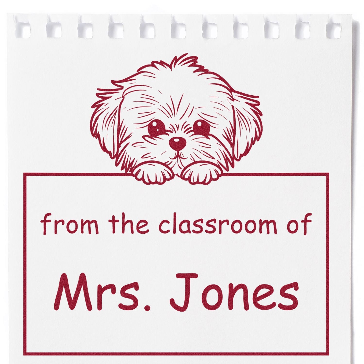 Wood Handle Maltese Puppy Themed Private Library Stamp - Engineer Seal Stamps