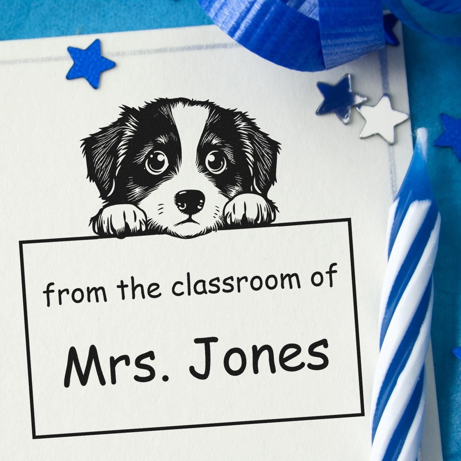 Miniature American Shepherd Personalizable Library Name Stamp Pre-Inked - Engineer Seal Stamps