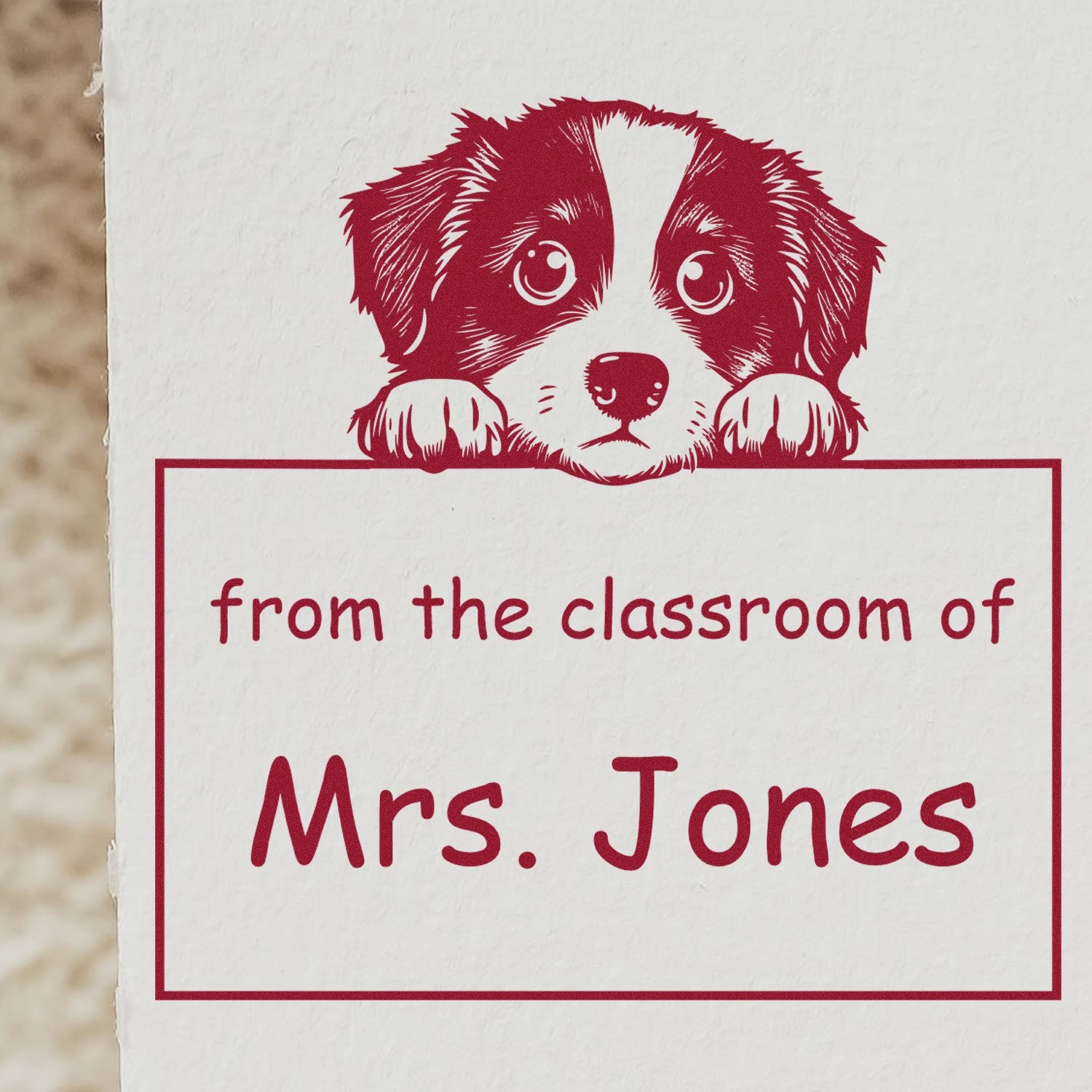 PSI Pre-Inked Miniature American Shepherd Personalized Library Name Stamp - Engineer Seal Stamps