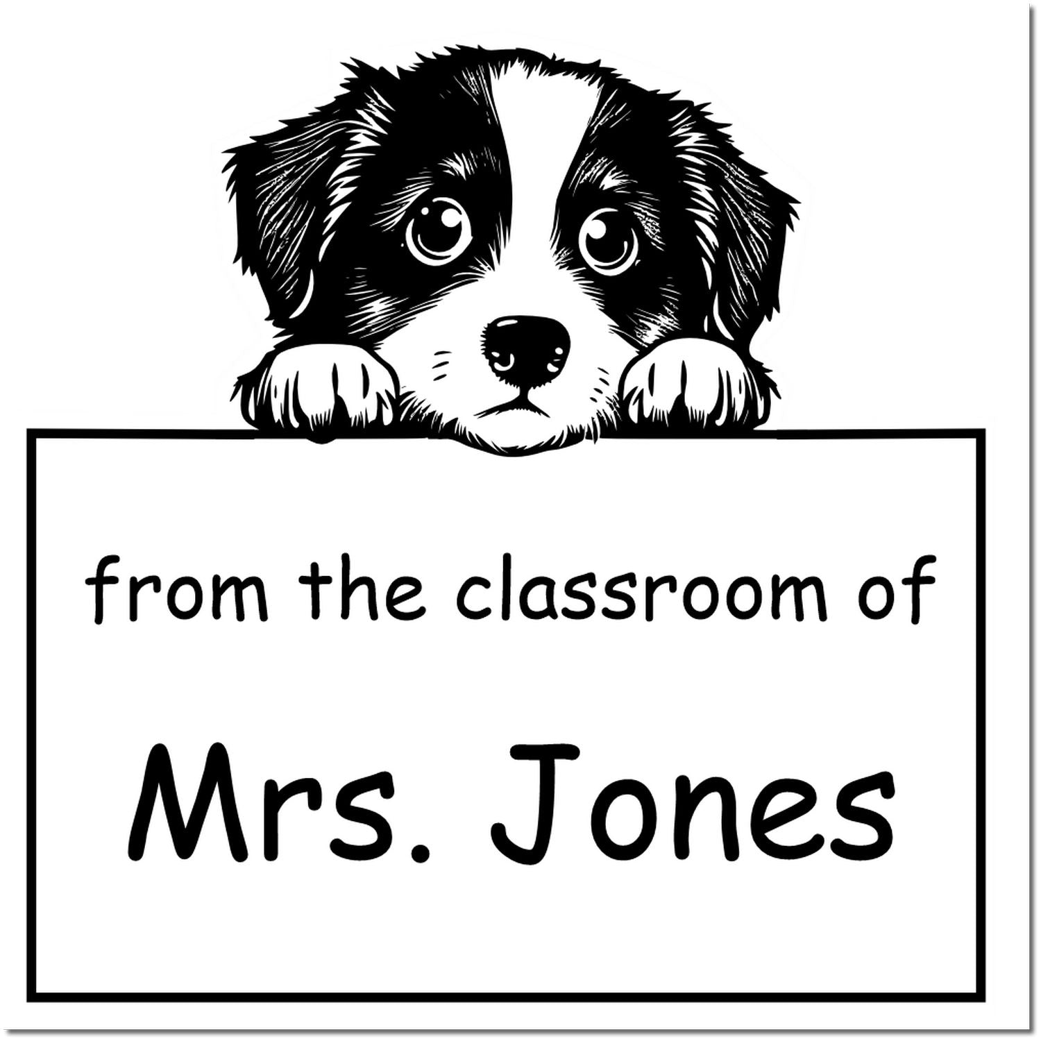 Self-Inking Miniature American Shepherd Pet Themed Library Name Stamp - Engineer Seal Stamps