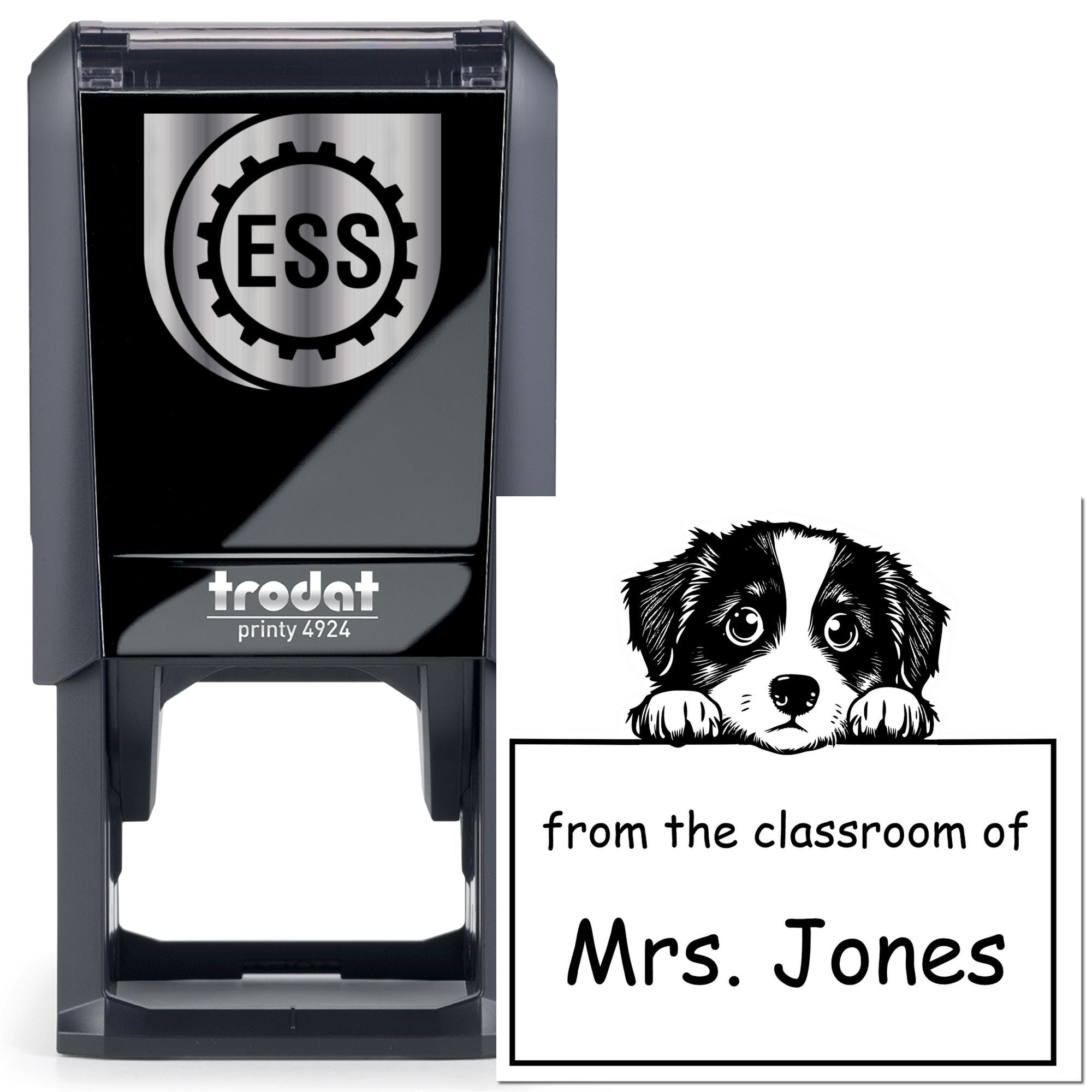 Self-Inking Miniature American Shepherd Pet Themed Library Name Stamp - Engineer Seal Stamps