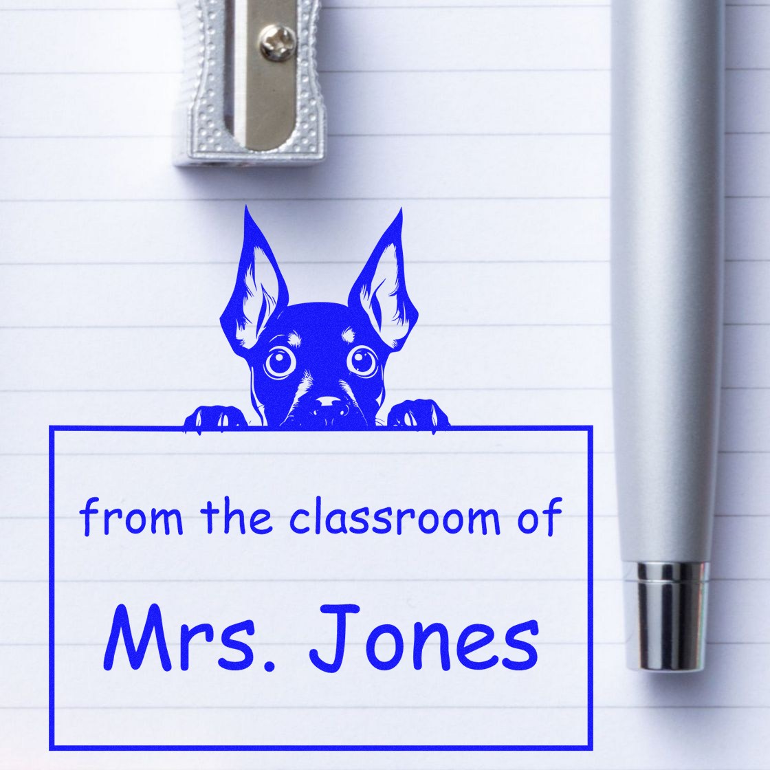 Miniature Pinscher Personalizable Library Book Stamper Pre-Inked - Engineer Seal Stamps