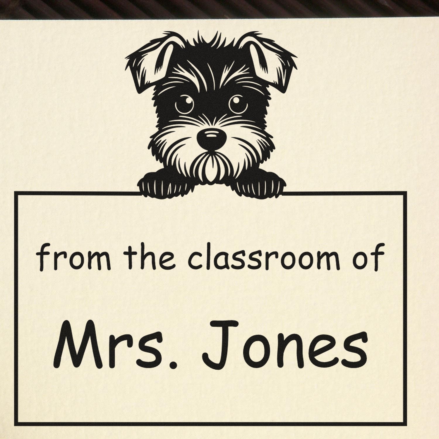 Wood Handle Miniature Schnauzer Puppy Themed Library Book Stamp - Engineer Seal Stamps