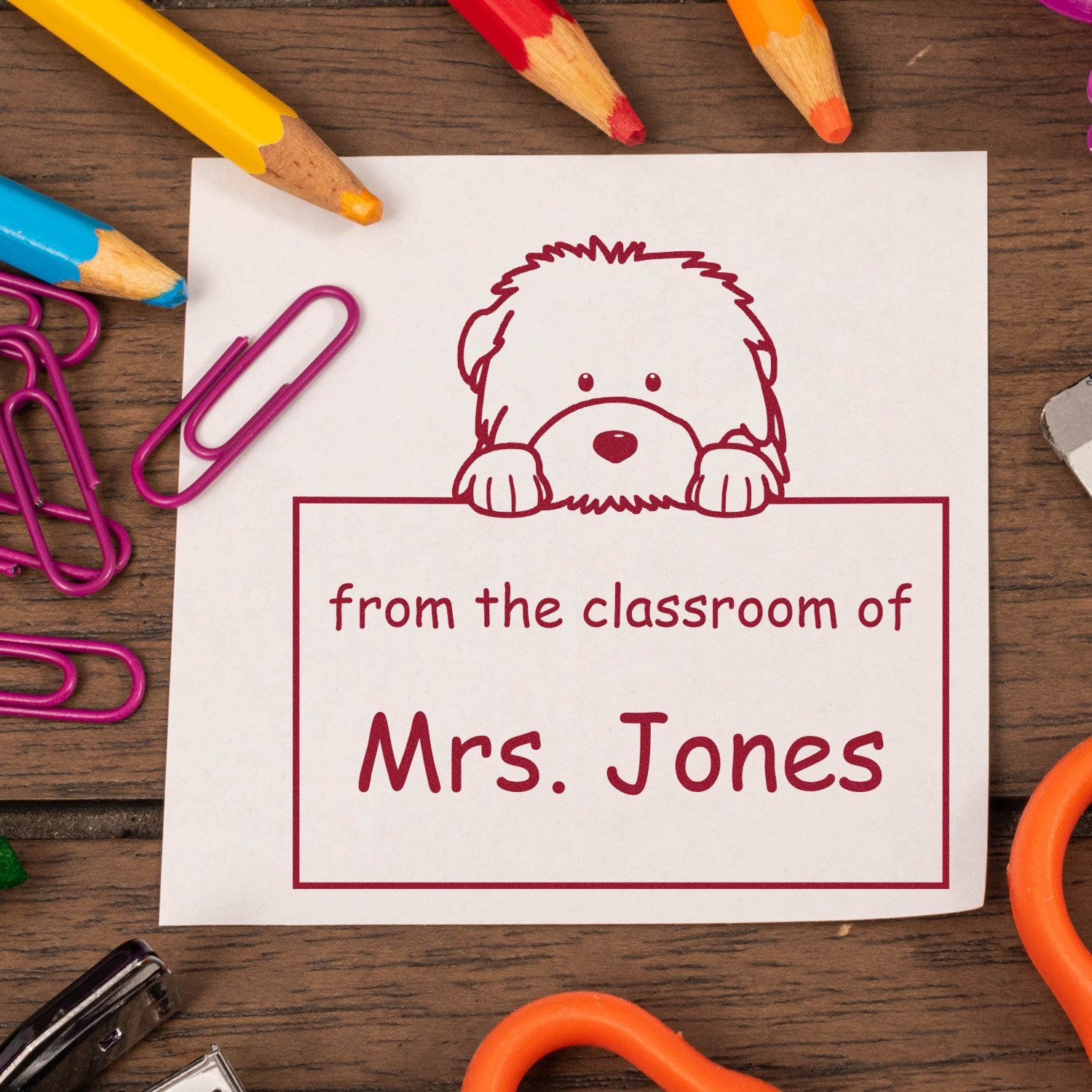 PSI Pre-Inked Old English Sheepdog Personalized Learning Enthusiast Stamper - Engineer Seal Stamps