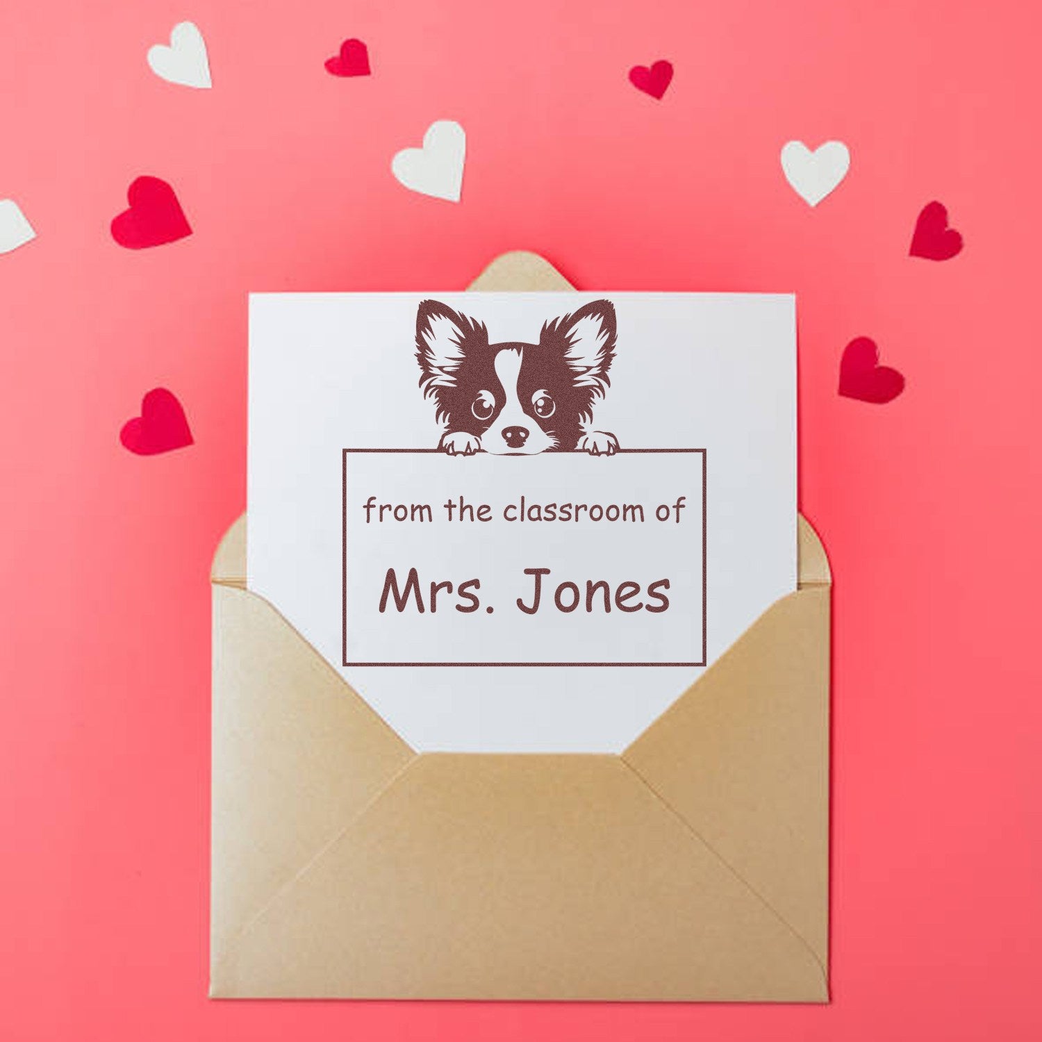 Wood Handle Papillon Puppy Themed Learning Enthusiast Stamp - Engineer Seal Stamps