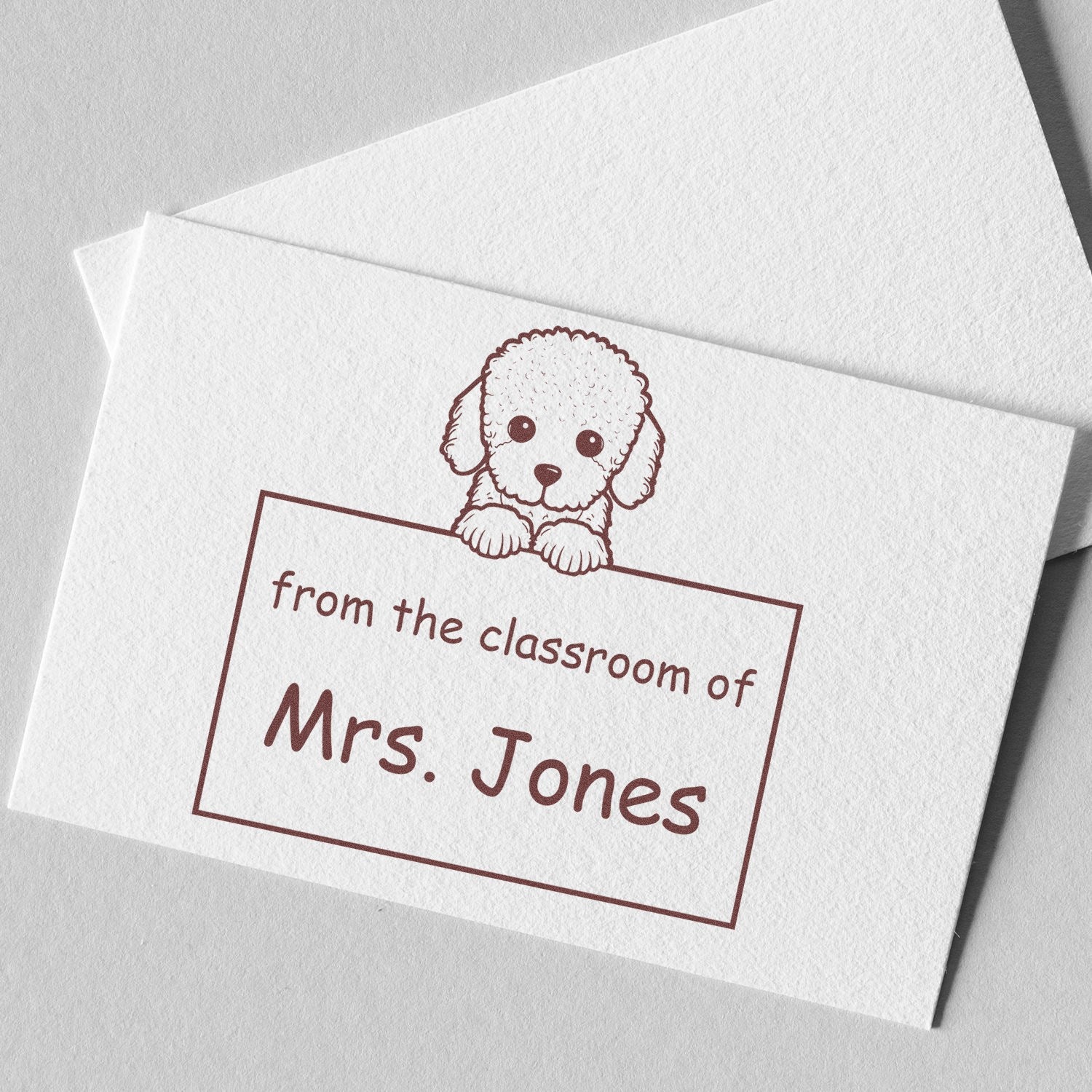 Wood Handle Poodle Puppy Themed Home Library Stamper - Engineer Seal Stamps