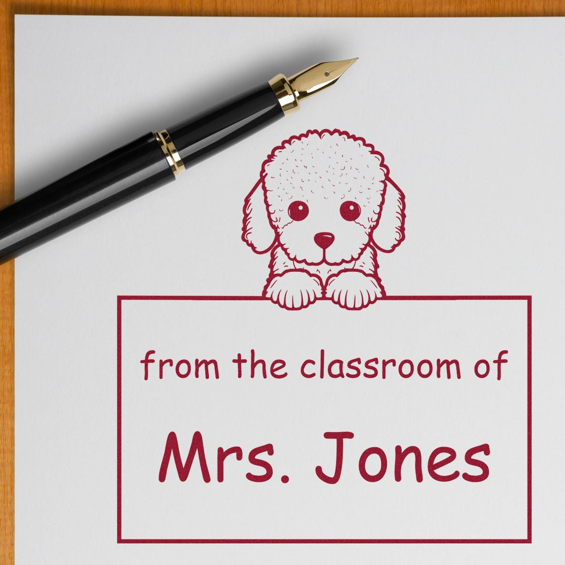 PSI Pre-Inked Poodle Personalized Home Library Stamper - Engineer Seal Stamps