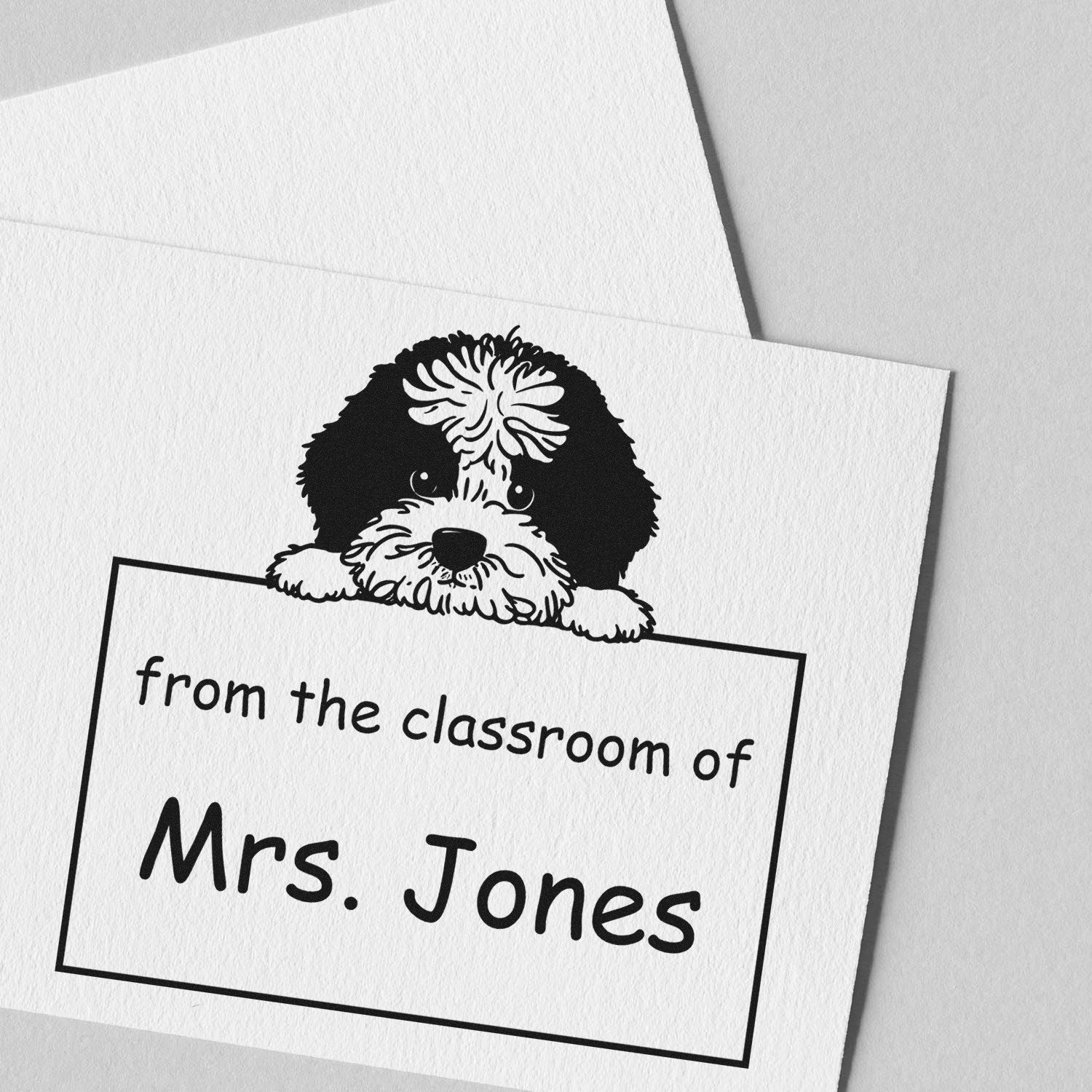 Portuguese Water Dog Personalizable Home Library Stamp Pre-Inked - Engineer Seal Stamps