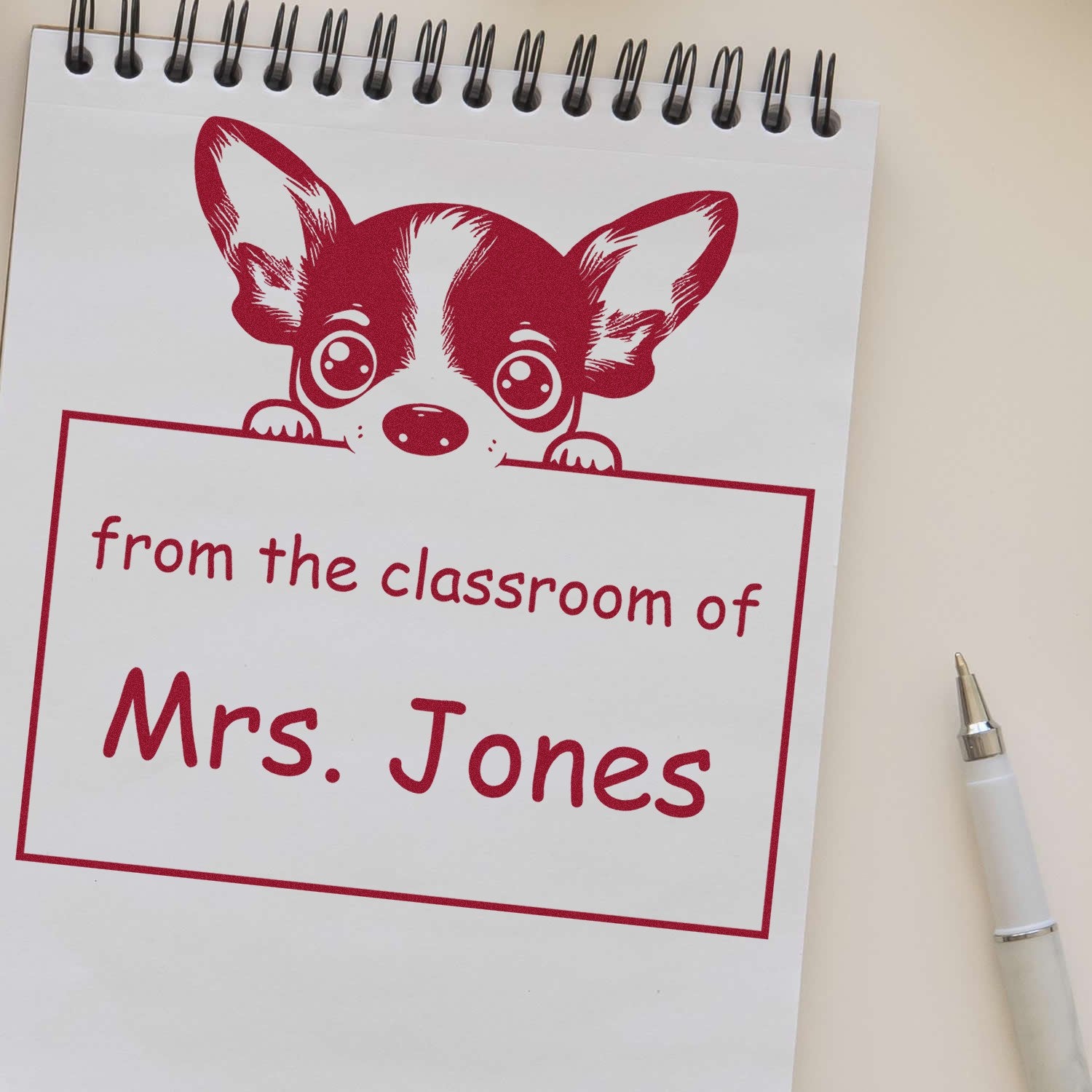 Rat Terrier Personalizable From The Classroom Of Stamp Pre-Inked - Engineer Seal Stamps