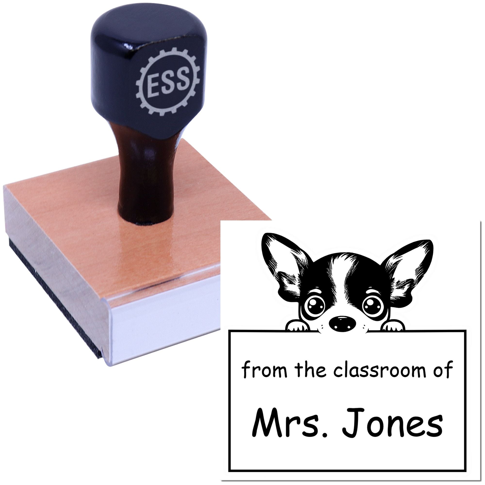 Wood Handle Rat Terrier Puppy Themed From The Classroom Of Stamp - Engineer Seal Stamps