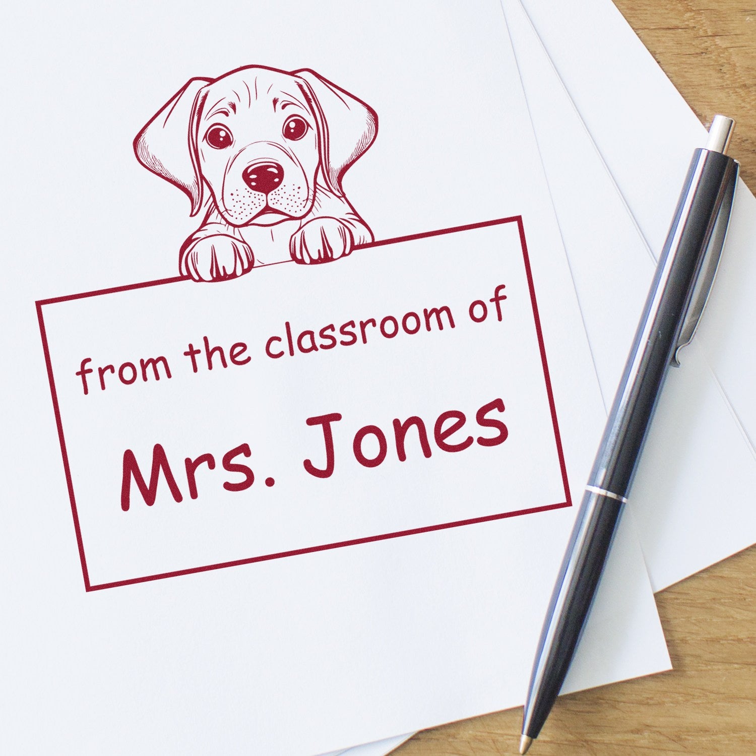 Wood Handle Rhodesian Ridgeback Puppy Themed For Library Books Stamper - Engineer Seal Stamps