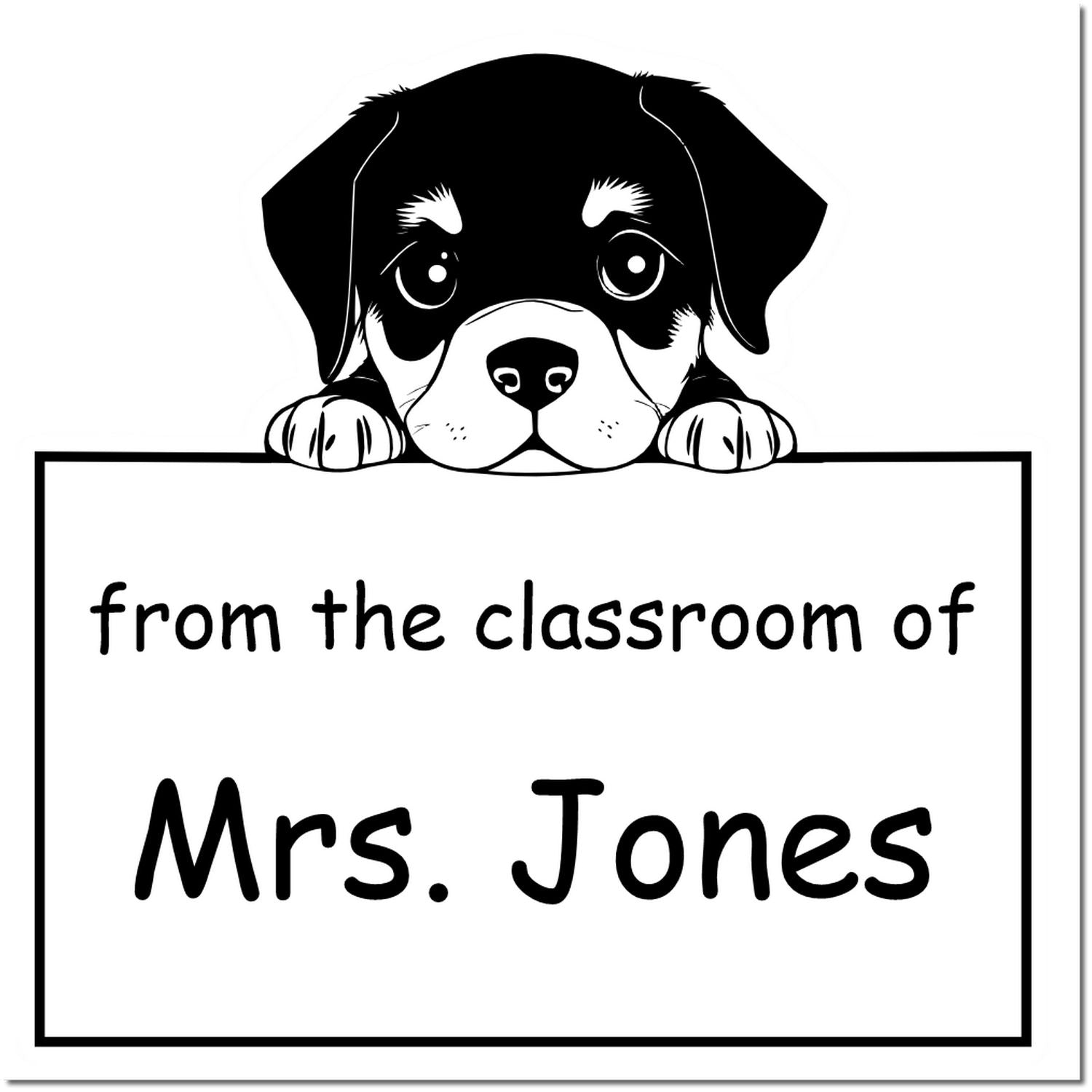 Wood Handle Rottweiler Puppy Themed For Library Books Stamp - Engineer Seal Stamps