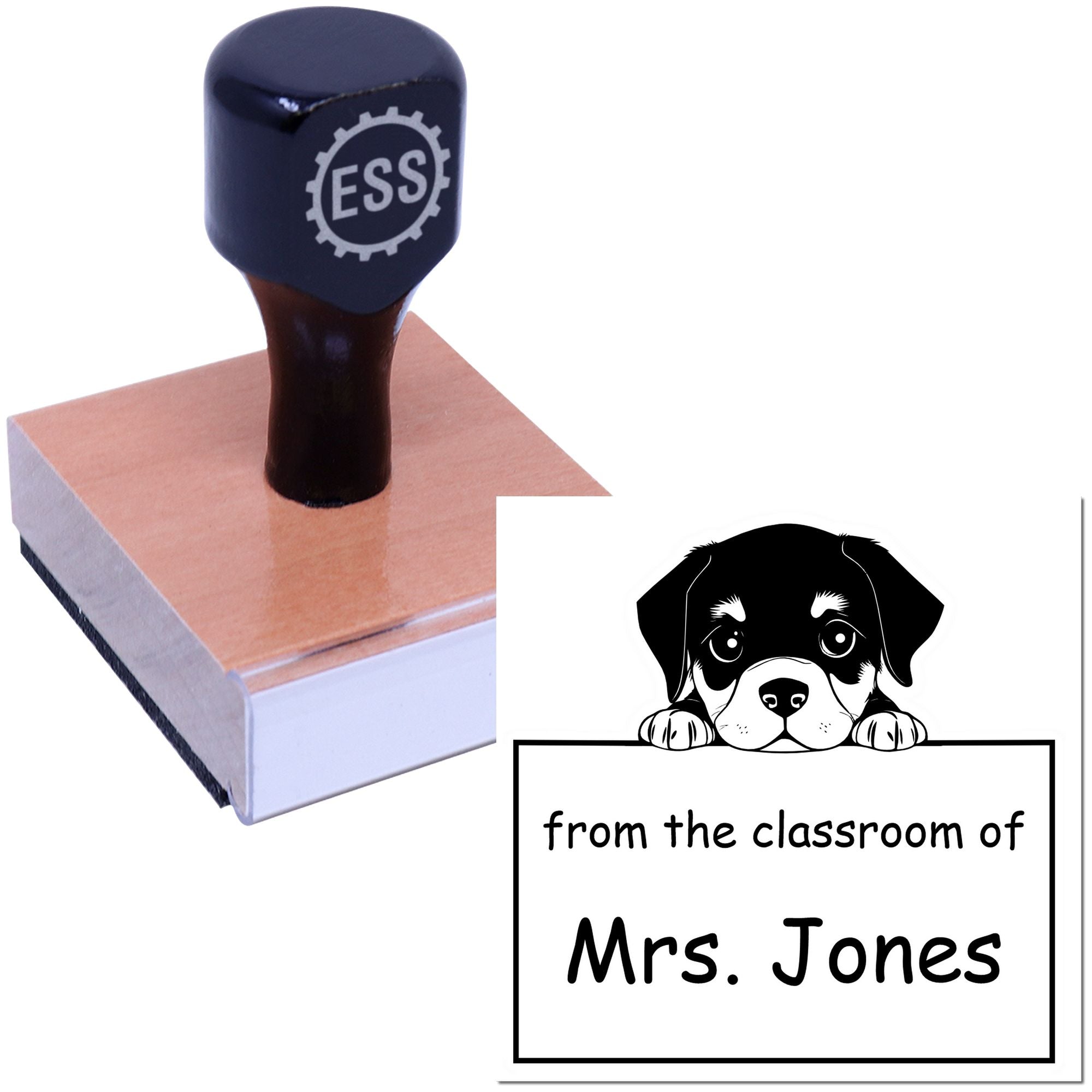 Wood Handle Rottweiler Puppy Themed For Library Books Stamp - Engineer Seal Stamps
