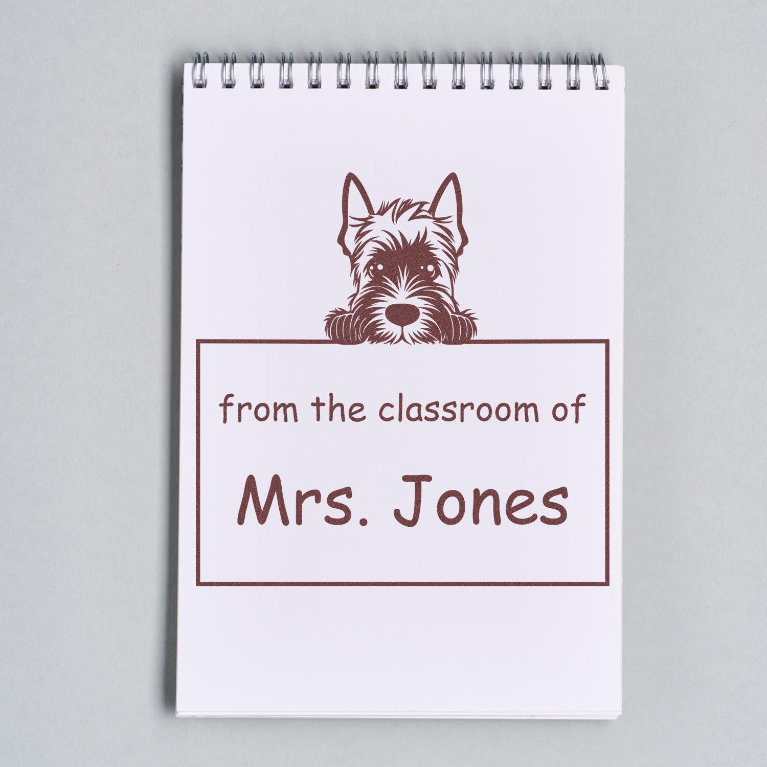 Wood Handle Scottish Terrier Puppy Themed Educators Stamp - Engineer Seal Stamps