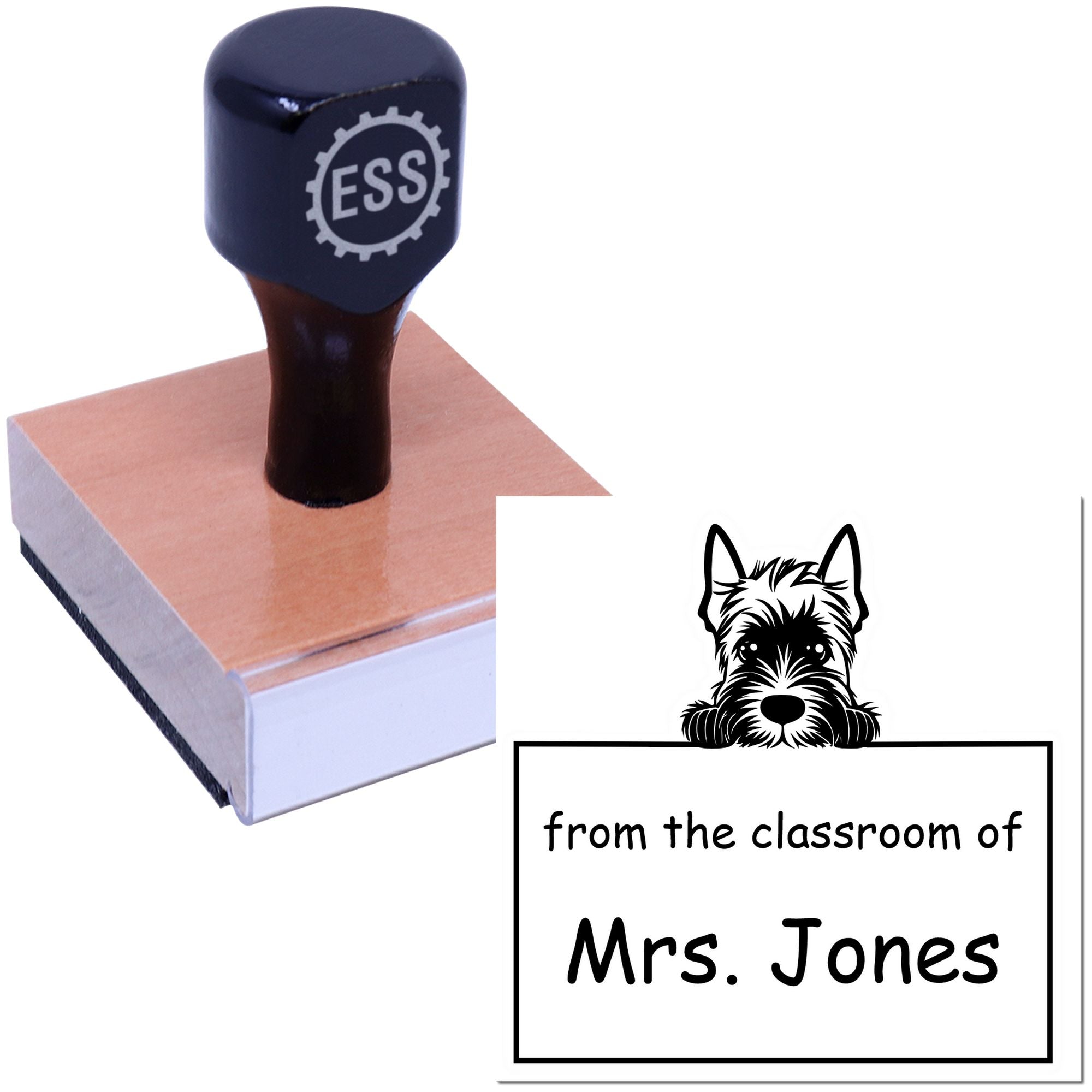 Wood Handle Scottish Terrier Puppy Themed Educators Stamp - Engineer Seal Stamps