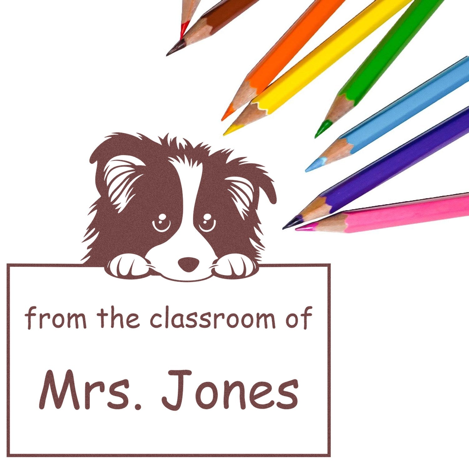 Wood Handle Shetland Sheepdog Puppy Themed Classroom Of Stamper