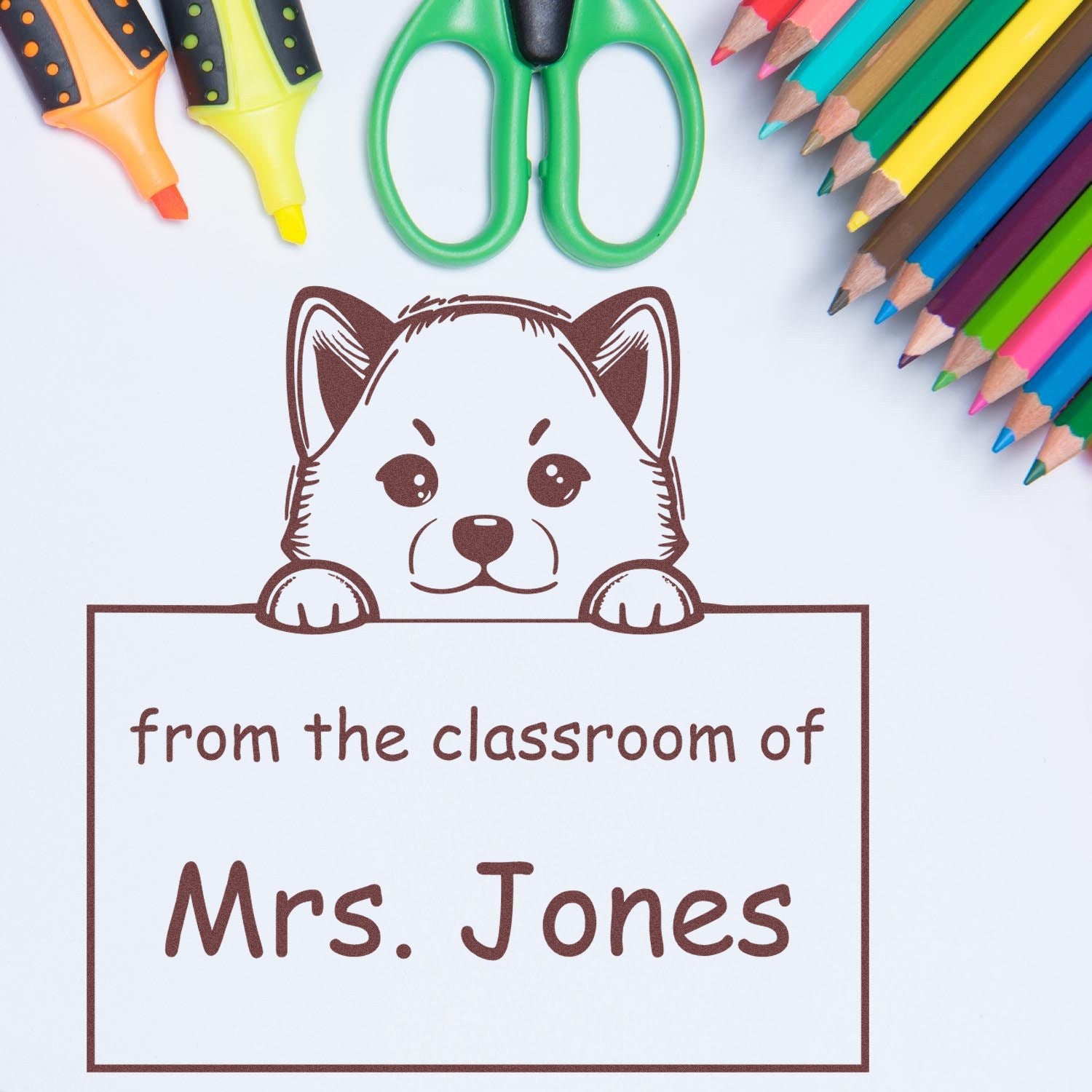Wood Handle Shiba Inu Puppy Themed Classroom Of Stamp