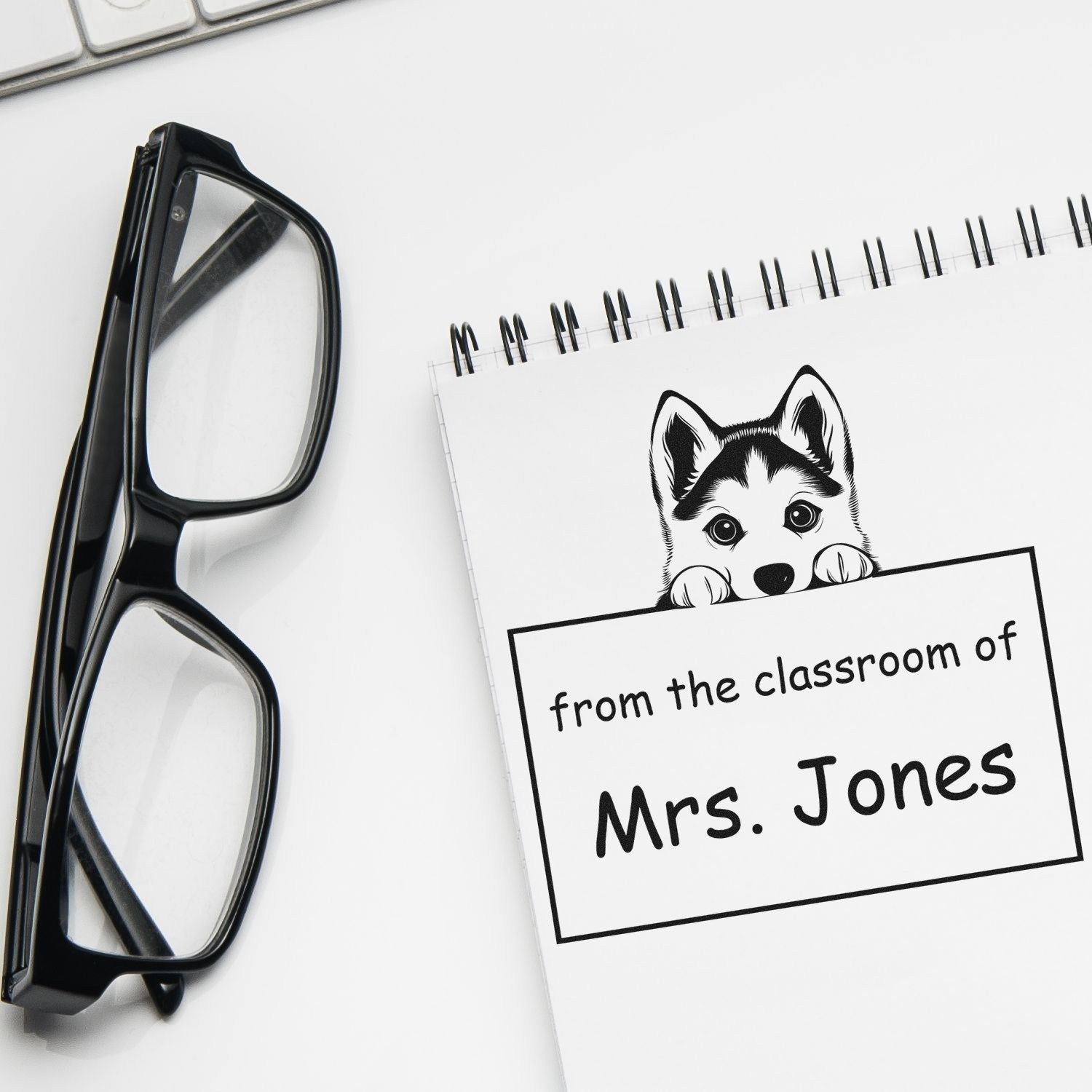 PSI Pre-Inked Siberian Husky Personalized Classroom Leader Stamp - Engineer Seal Stamps