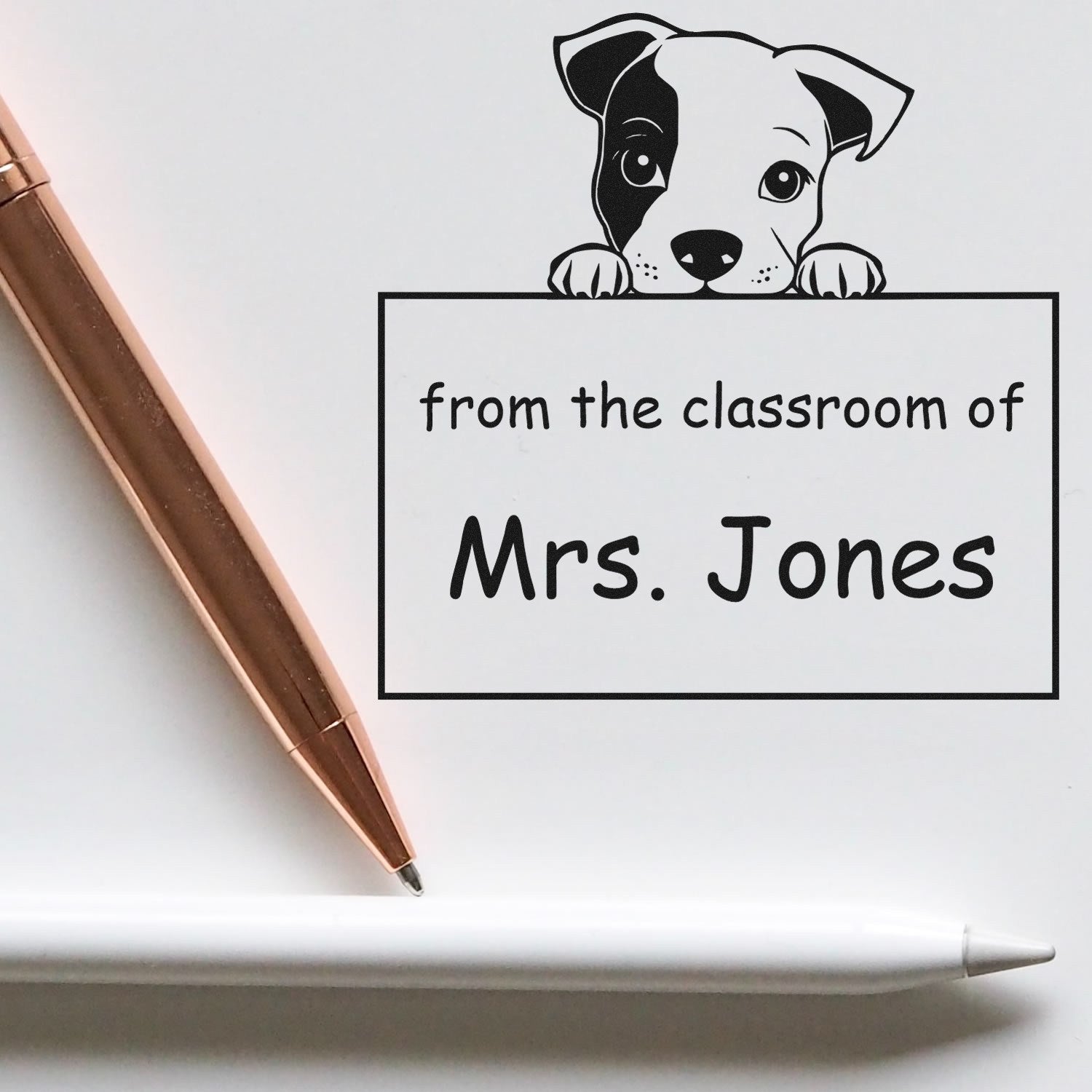 Wood Handle Staffordshire Bull Terrier Puppy Themed Chalk Dust Warrior Stamp - Engineer Seal Stamps